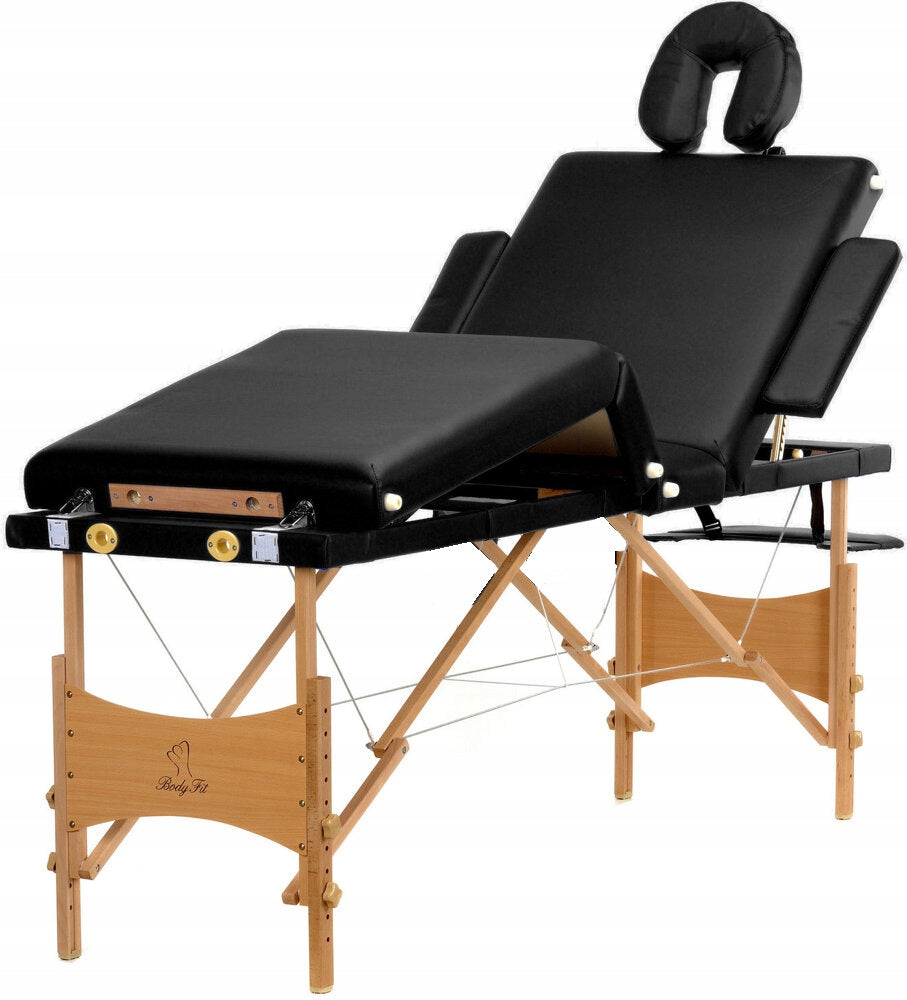 Table folding cosmetic bed black with wooden frame 4 elements