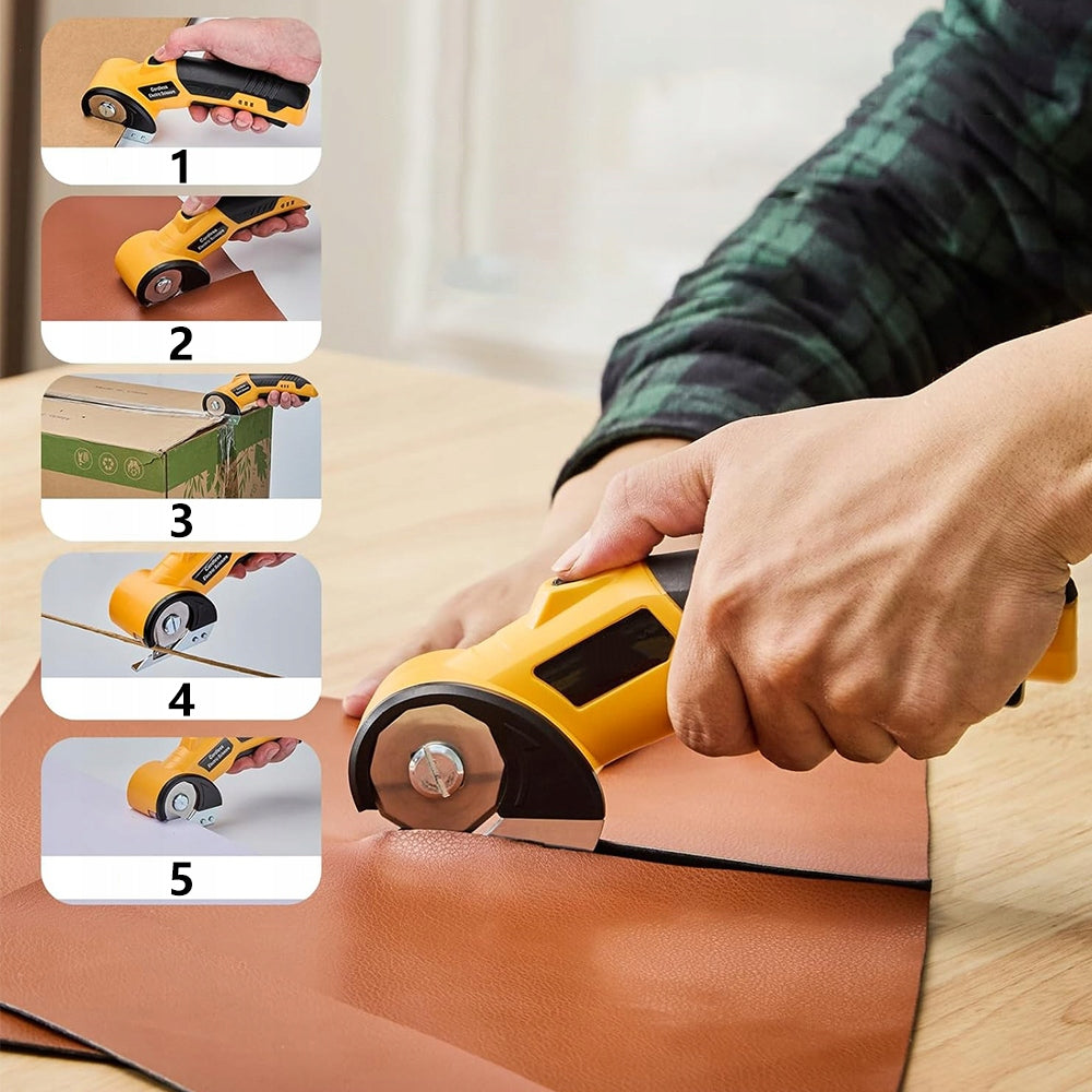 Tailor Cutter Knife Fabric Cutting Machine Wireless Carton Shears Manufacturer code 2000mah Nożyce Elektryczne Żółte