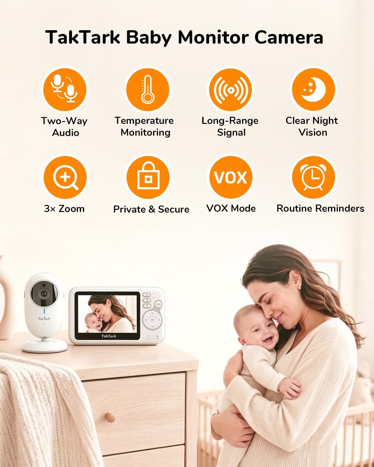 TakTark BM612-EU Nanny Video 4.3 inch Two Way VOX Night Vision Temp Brand no brand