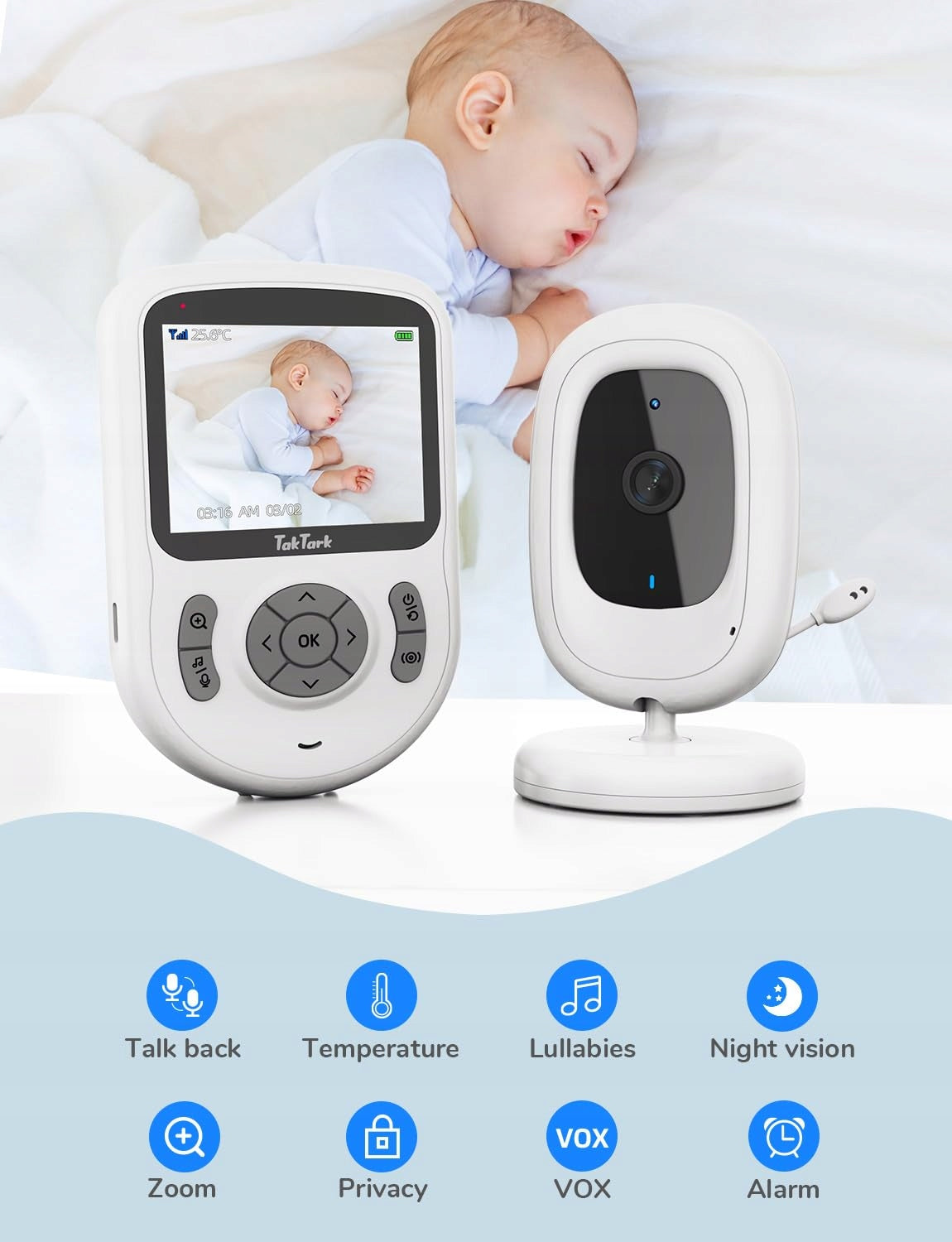 TakTark Baby Monitor Electronic Camera 2,8" 720p IPS Brand no brand