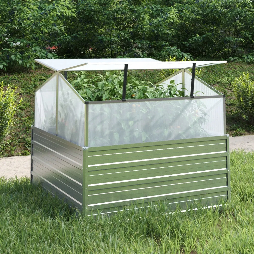 Tall garden planter with greenhouse, 100x100x85 cm, silver Manufacturer VidaXL
