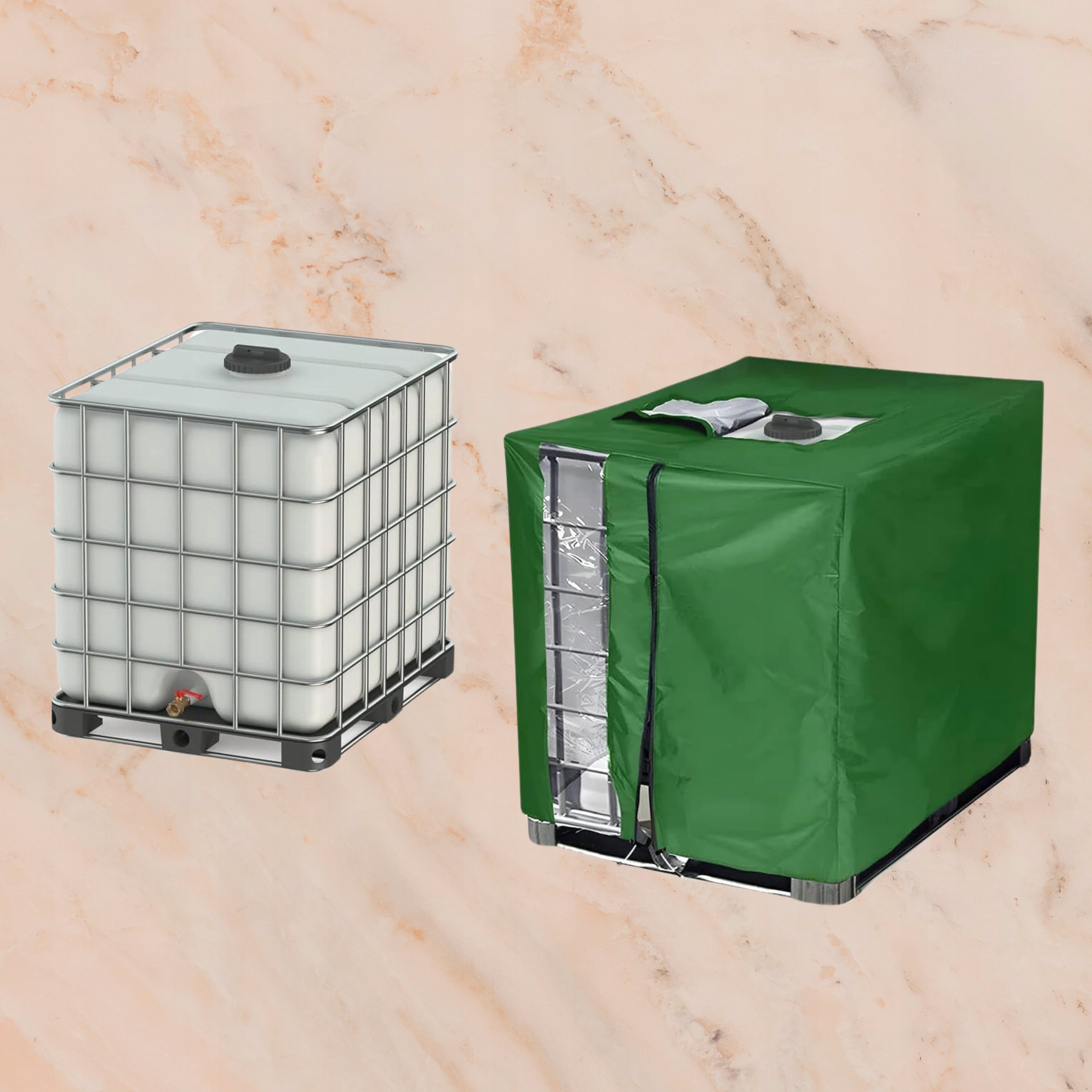 Tank cover tarpaulin cover MAUZER 1000l PREMIUM ZIPPER window Length 120 cm