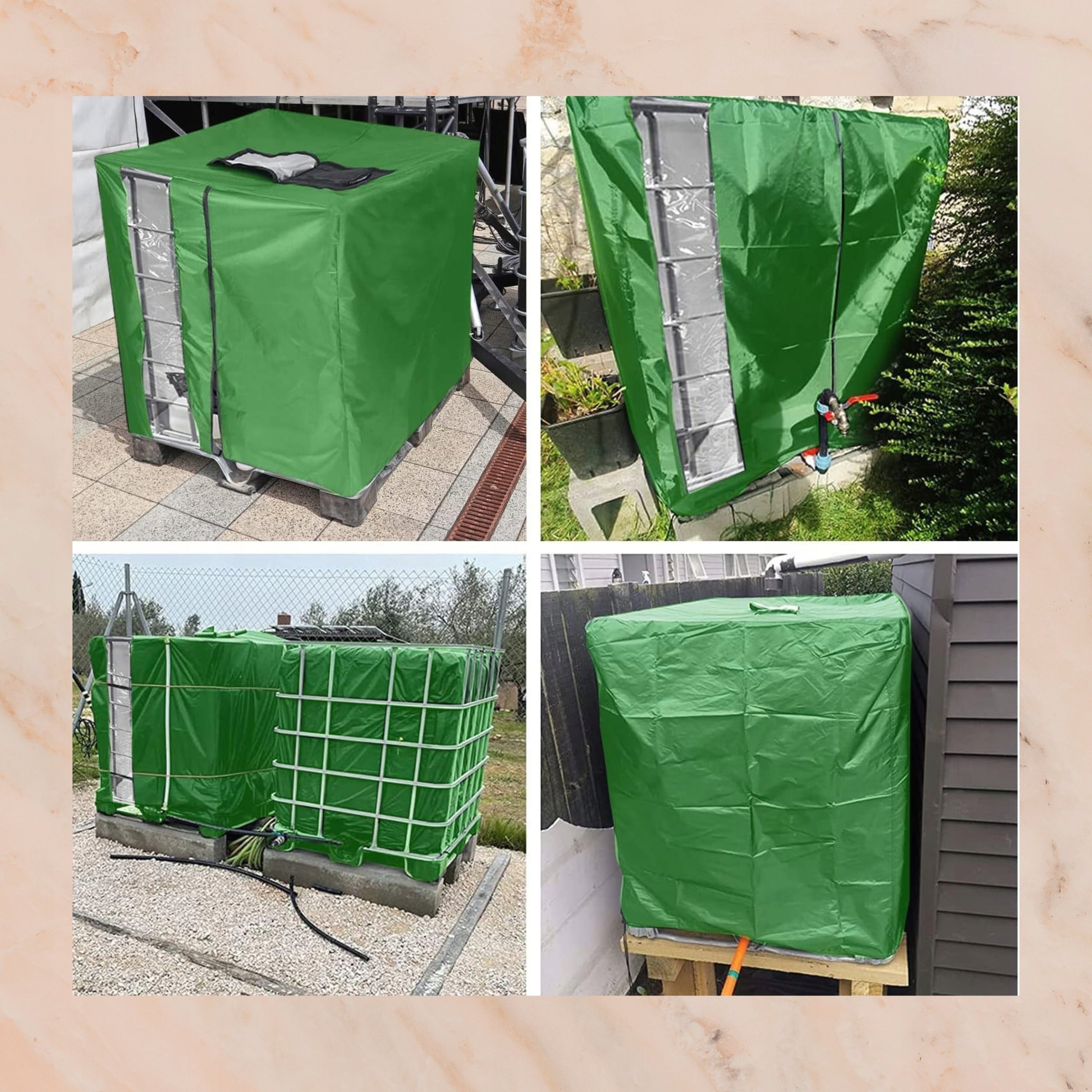 Tank cover tarpaulin cover MAUZER 1000l PREMIUM ZIPPER window Manufacturer code Plandeka osłona zbiornika na deszczówkę 1000