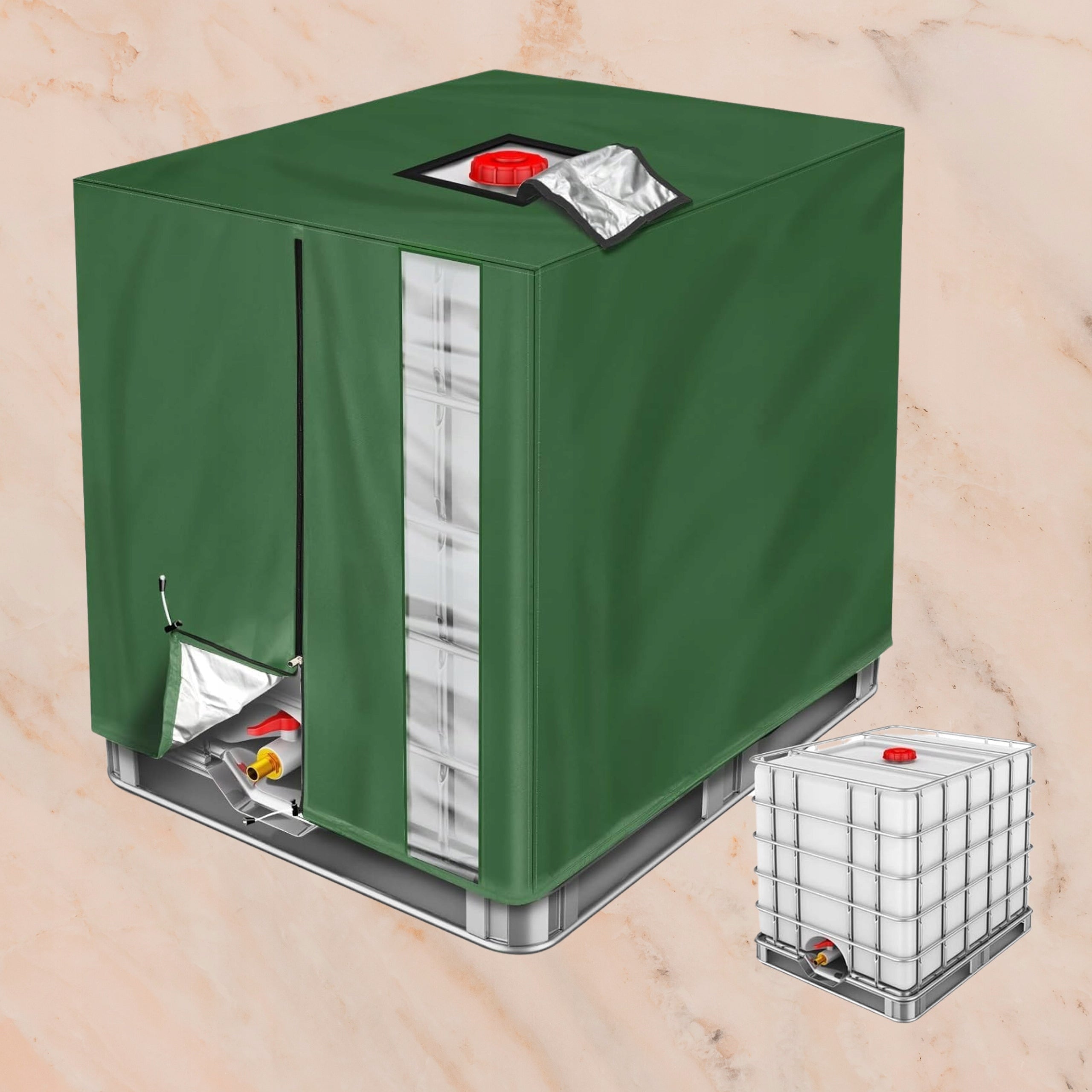 Tank cover tarpaulin cover MAUZER 1000l PREMIUM ZIPPER window Manufacturer no brand