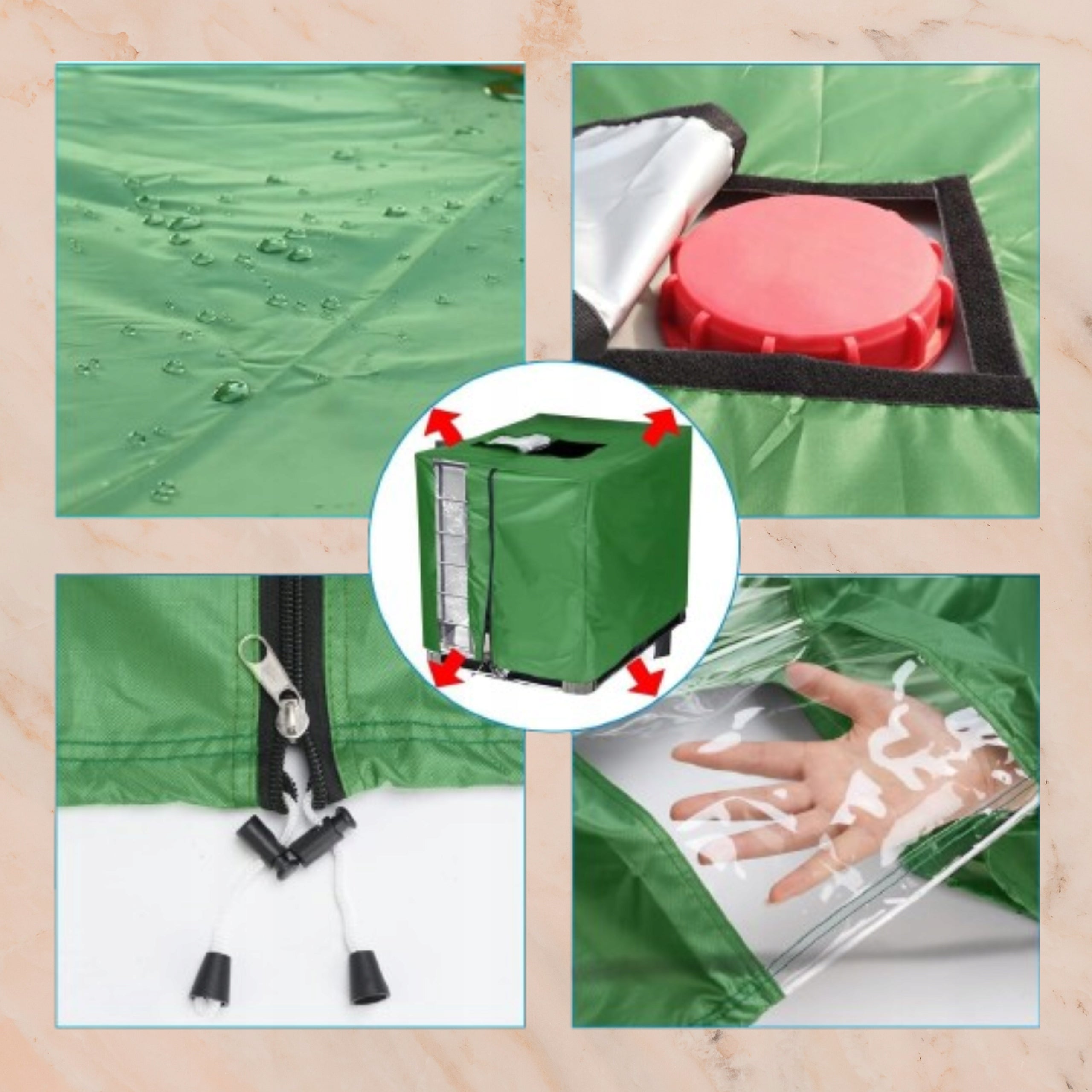 Tank cover tarpaulin cover MAUZER 1000l PREMIUM ZIPPER window Packaging status original