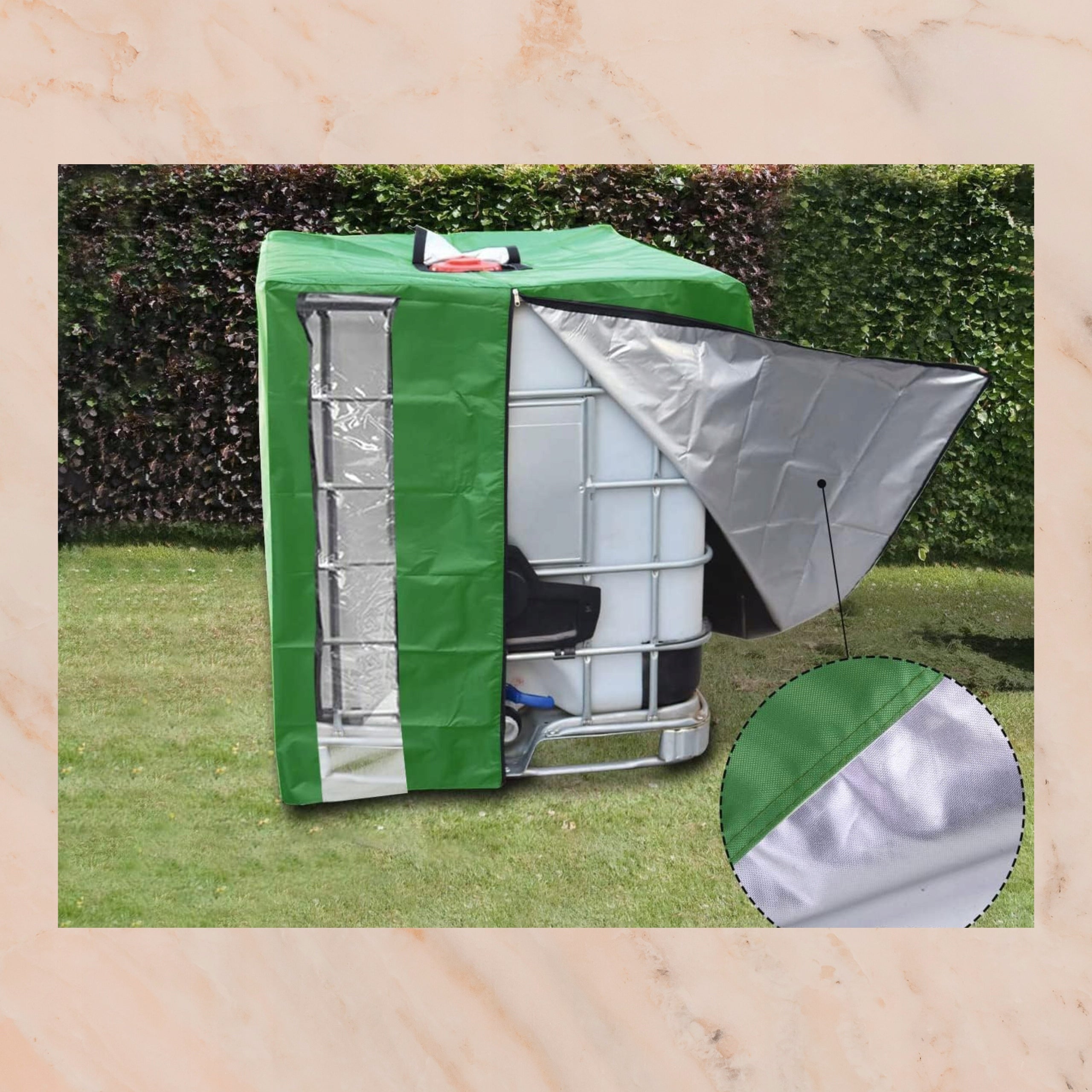 Tank cover tarpaulin cover MAUZER 1000l PREMIUM ZIPPER window Product width 100 cm
