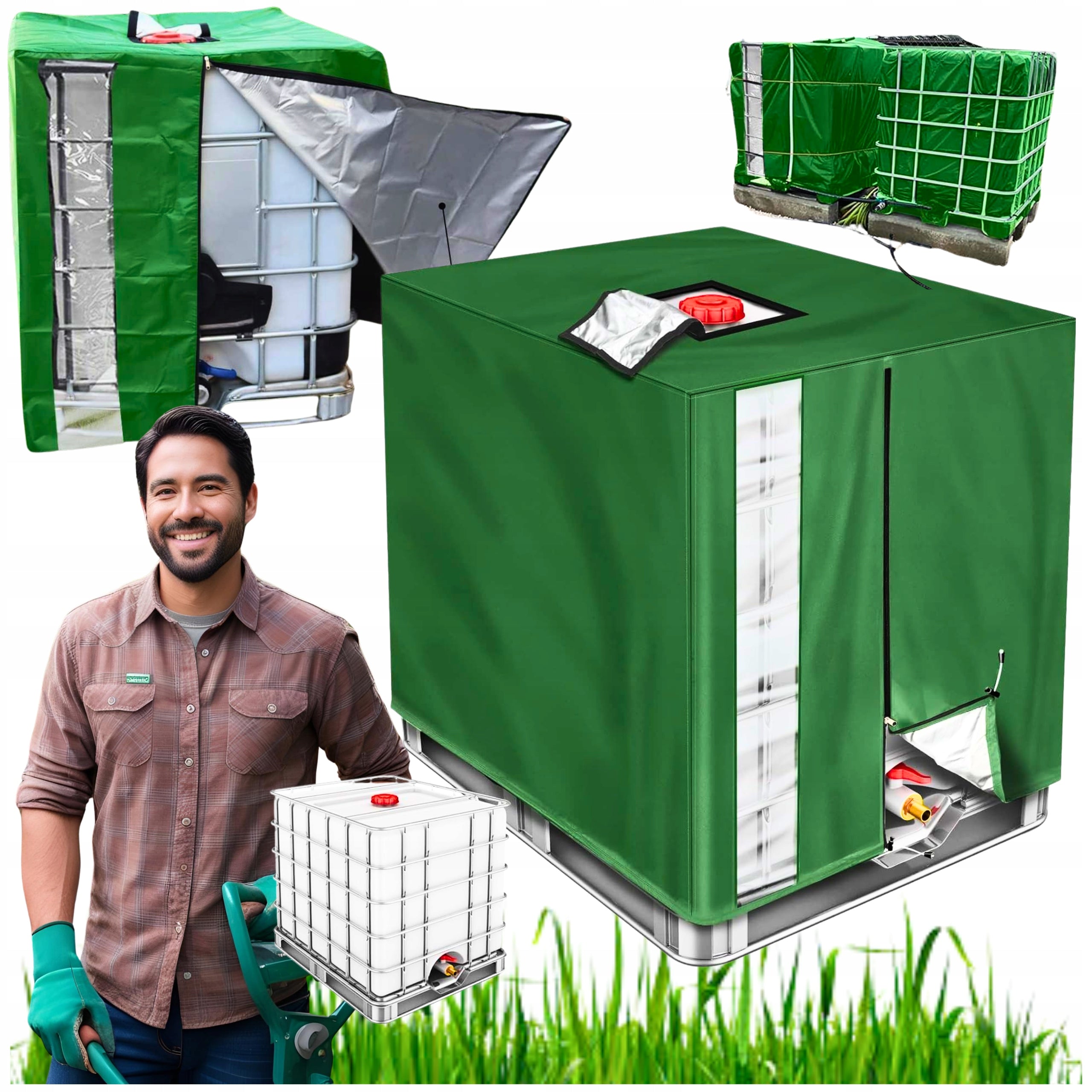 Tank cover tarpaulin cover MAUZER 1000l PREMIUM ZIPPER window
