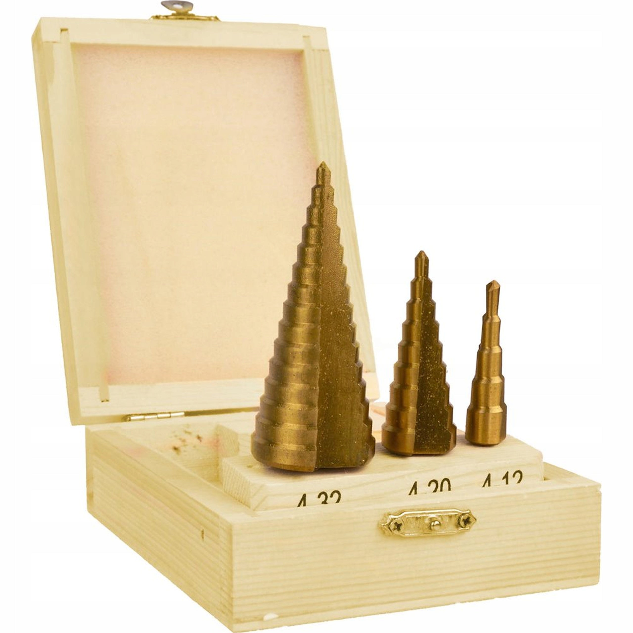 Tapered drill bits HSS TiN 4-32 mm 3 pcs. GEKO G38502