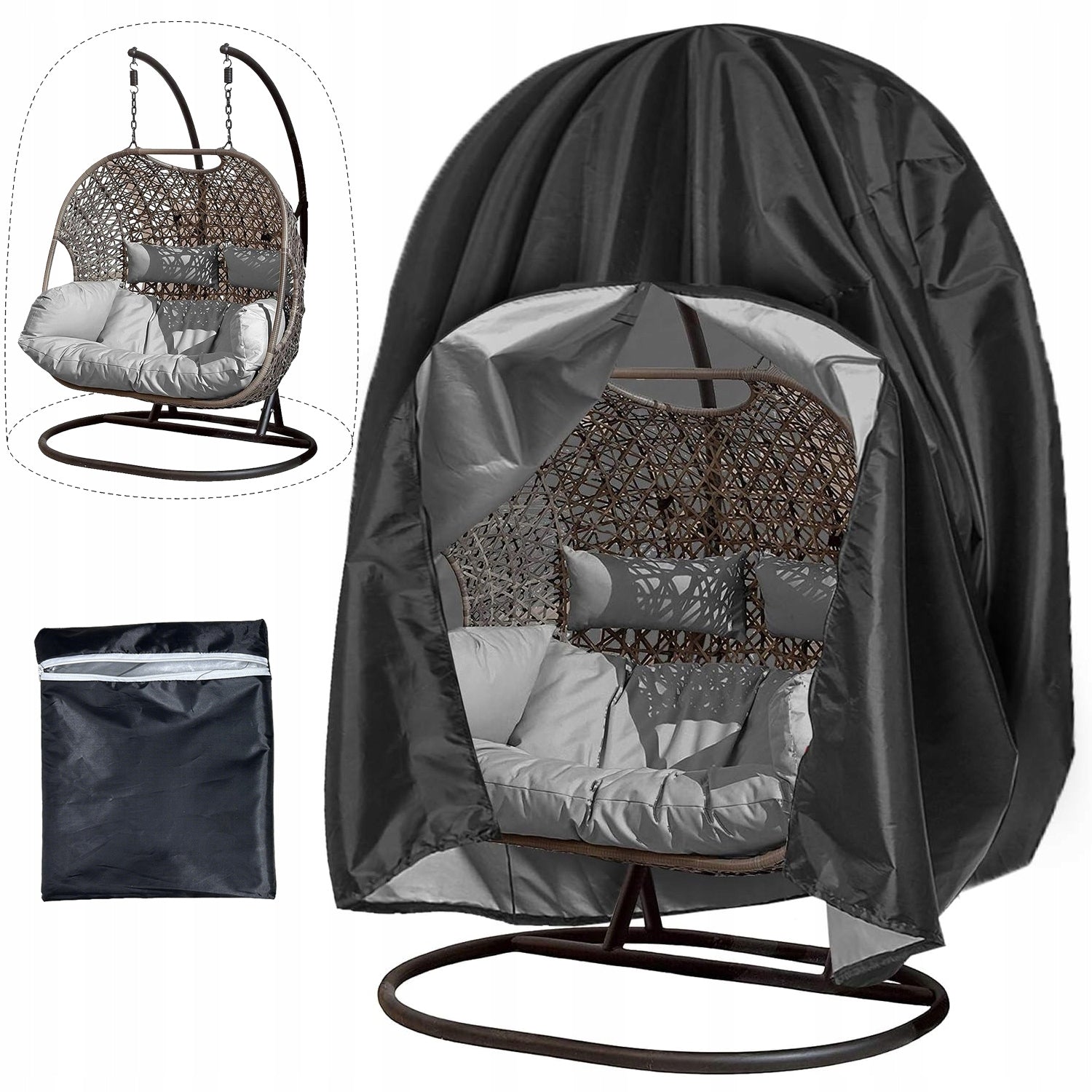 Tarpaulin cover for armchair hanging cocoon garden swing zipper basket