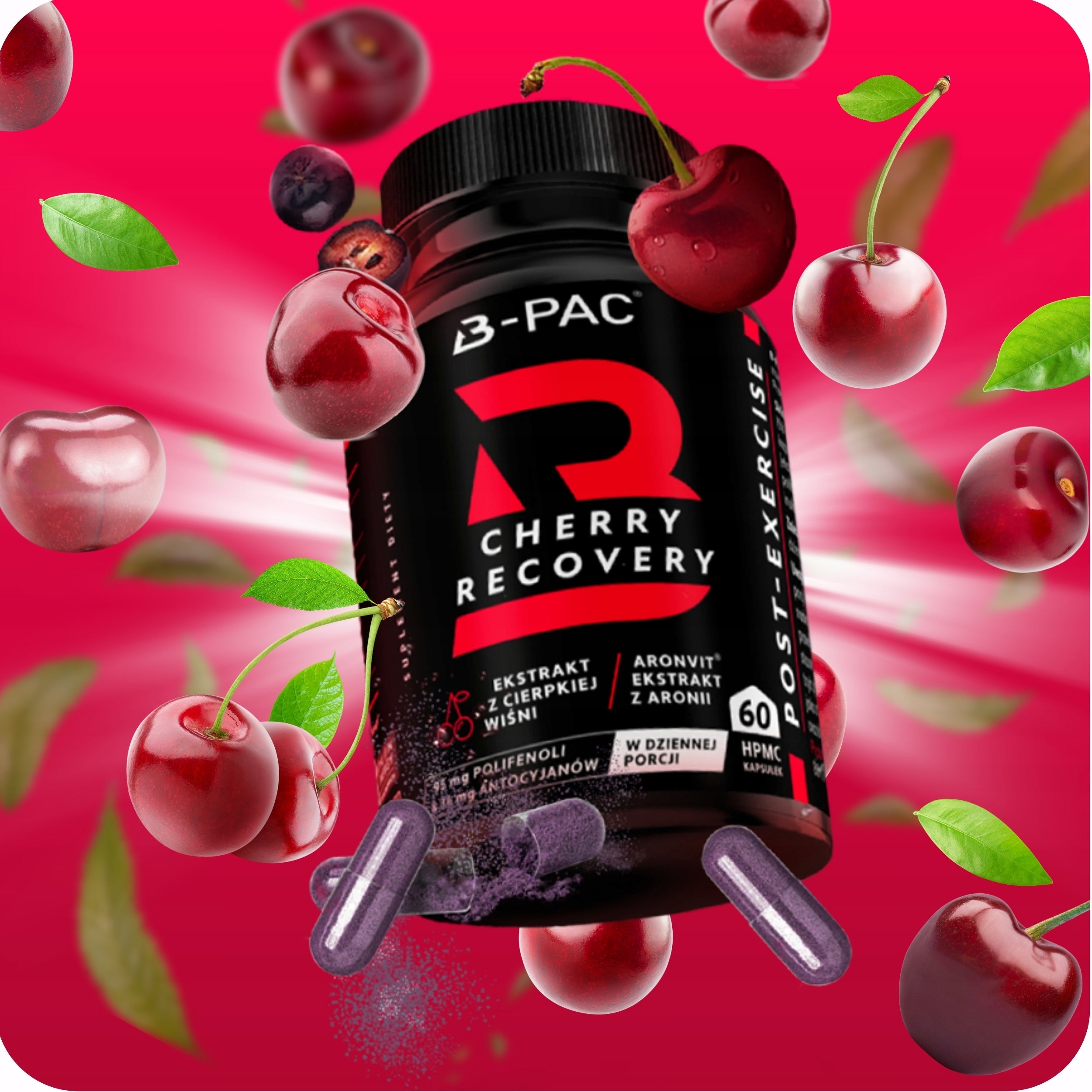 Tart Cherry Chokeberry Anthocyanins Support Regeneration Performance Power 60 kaps Packaging status original