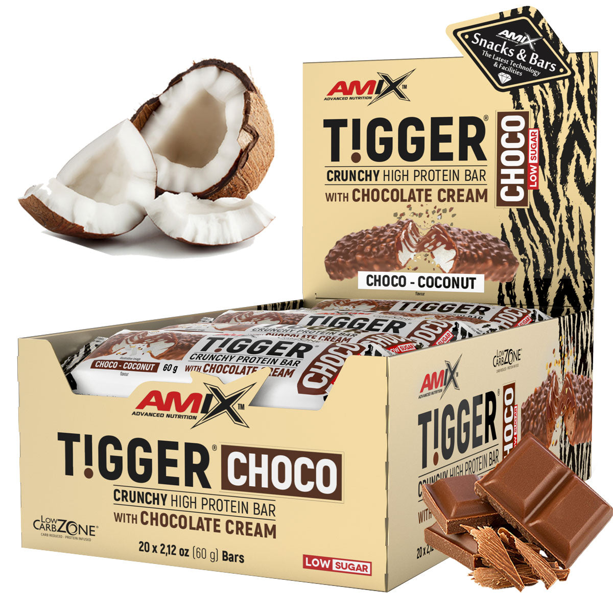 Tasty crunchy! Amix Tiger - coconut chocolate 20 pcs.