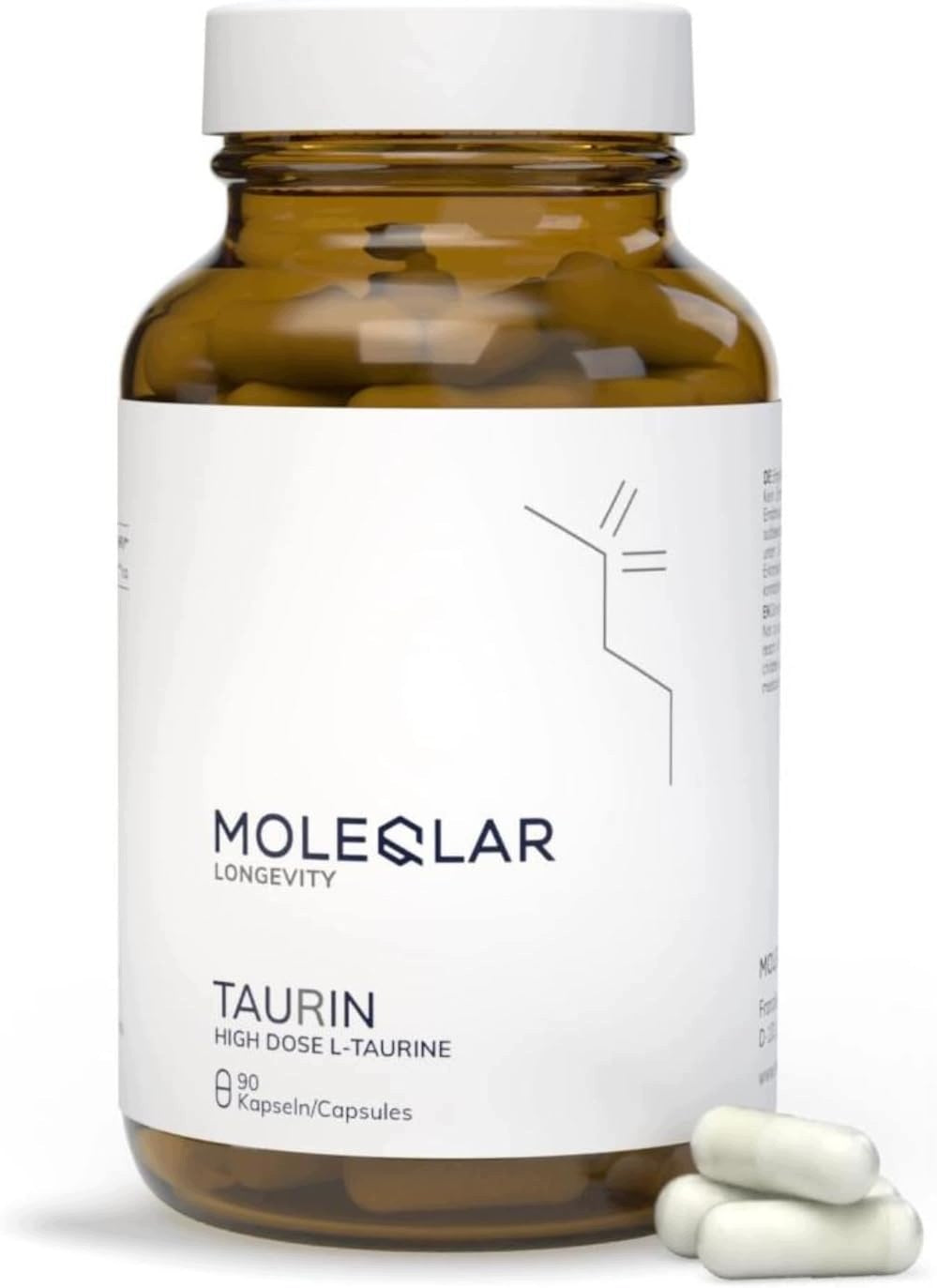 Taurine capsules 90 pieces - 2550 mg high purity L-taurine per serving
