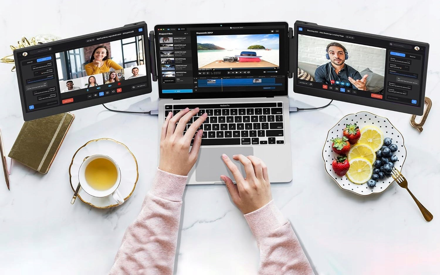 Teamgee Portable Laptop Monitor 14 Inch FHD IPS HDMI USB-C Triple Manufacturer code S2 Tri Screen Extender