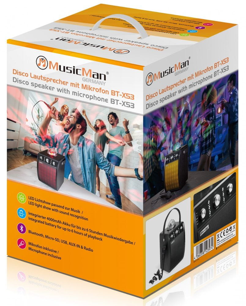 Technaxx MusicMan Disco Karaoke Speaker with Microphone Manufacturer code 4260358123974
