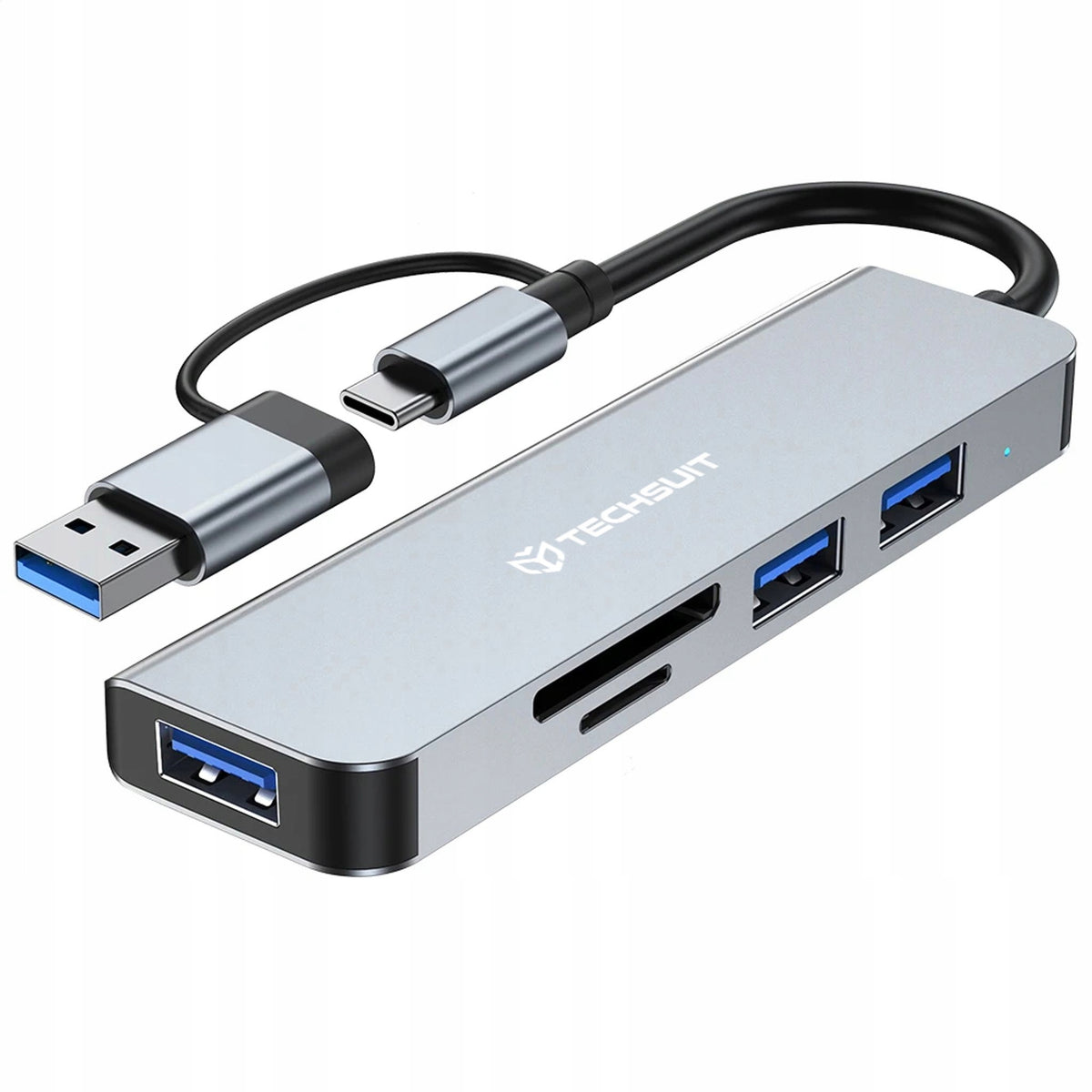 Techsuit DataBridge 5 in 1 (H7) Docking Station - USB, Type-C to USB 3.0,