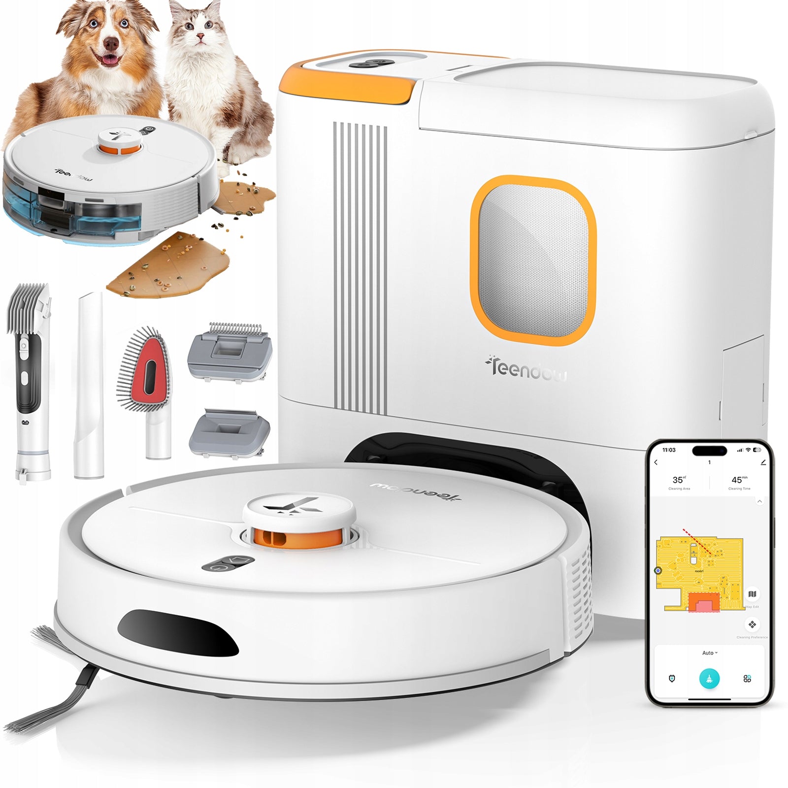 Teendow D20S Max+ 6000Pa Vacuum Cleaner Robot with Voice Control and APP