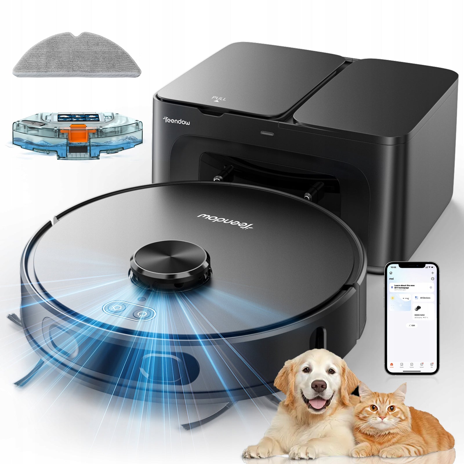 Teendow D65S 3-in-1 Navigation Robot Vacuum 6000Pa 5200mAh Sweep & Mop