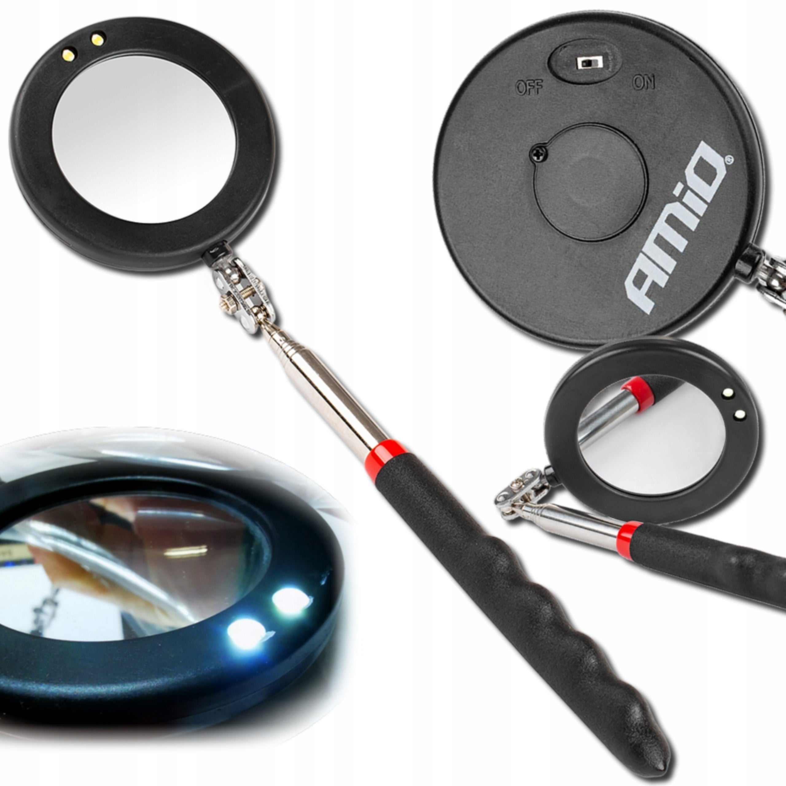 Telescopic Inspection Mirror with LED Lamp Workshop Mechanics Electrician