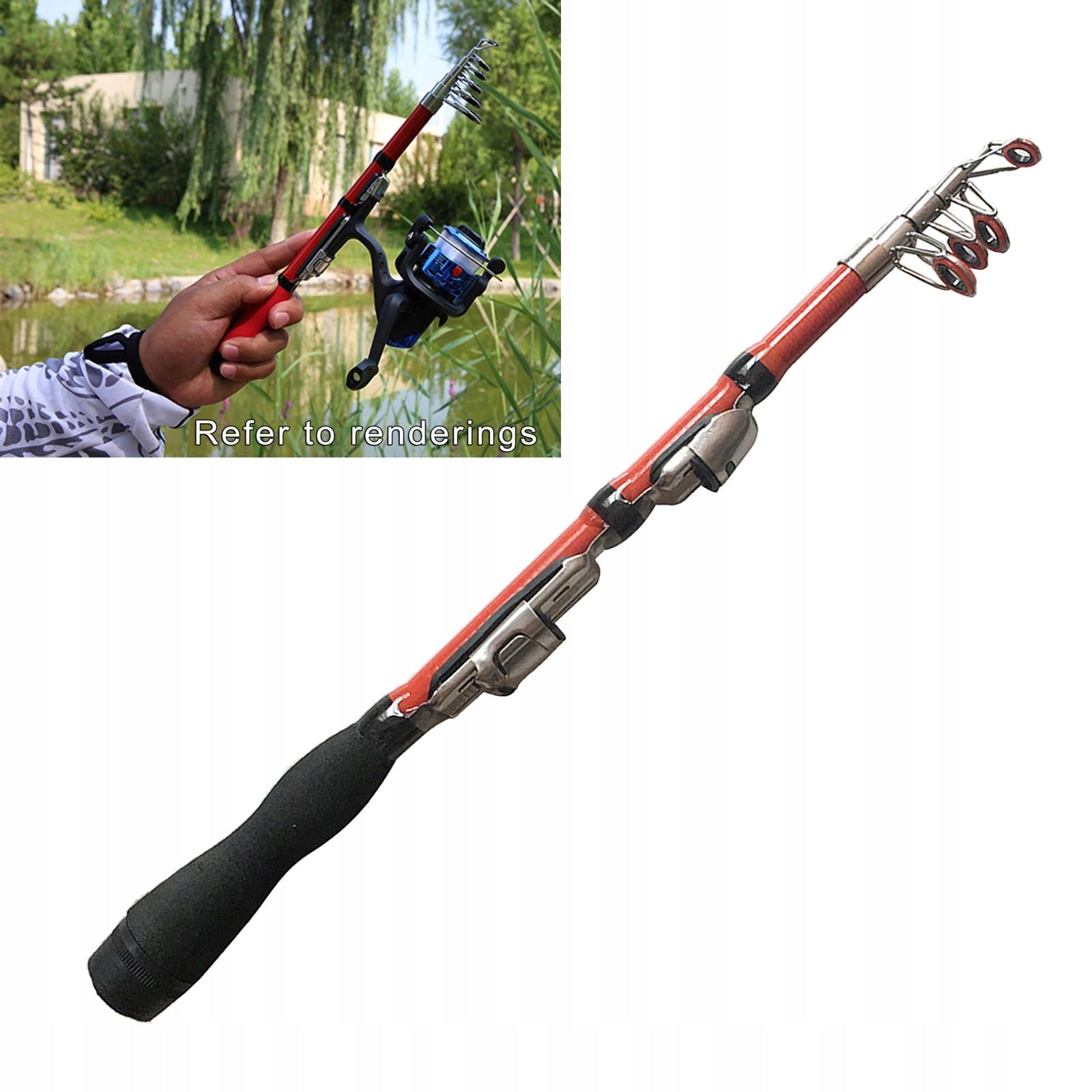 Telescopic Rod, Ultralight Carbon Casting Fishing Rod, Stainless Red 1.0m Model Casting Rod Bass Słodkowodne Słonowodne