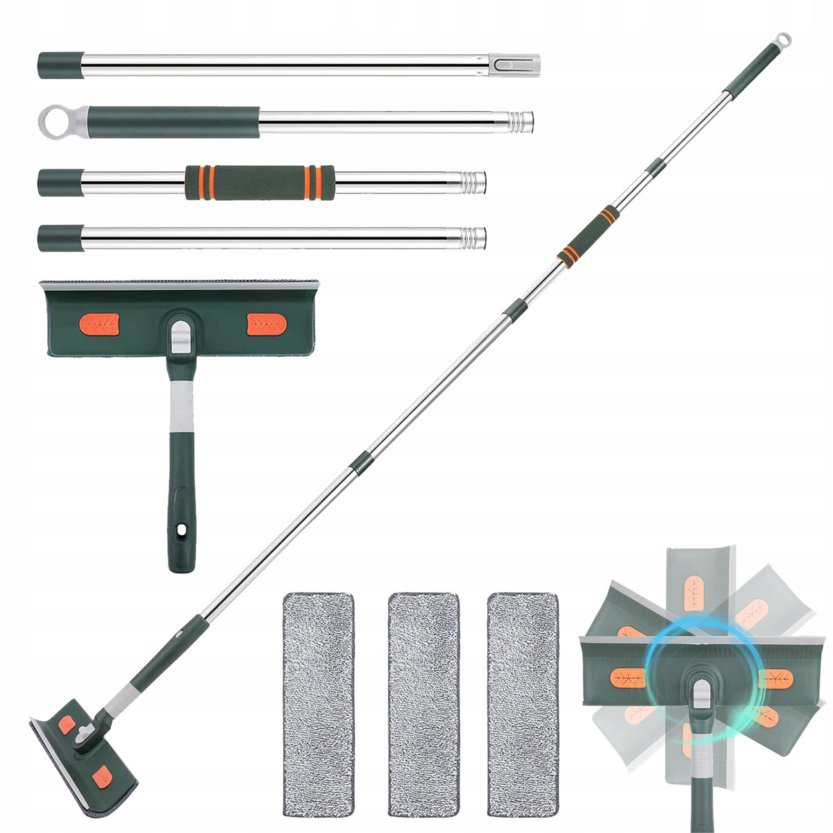 Telescopic mop 3in1 universal set for cleaning windows and floors 210 cm