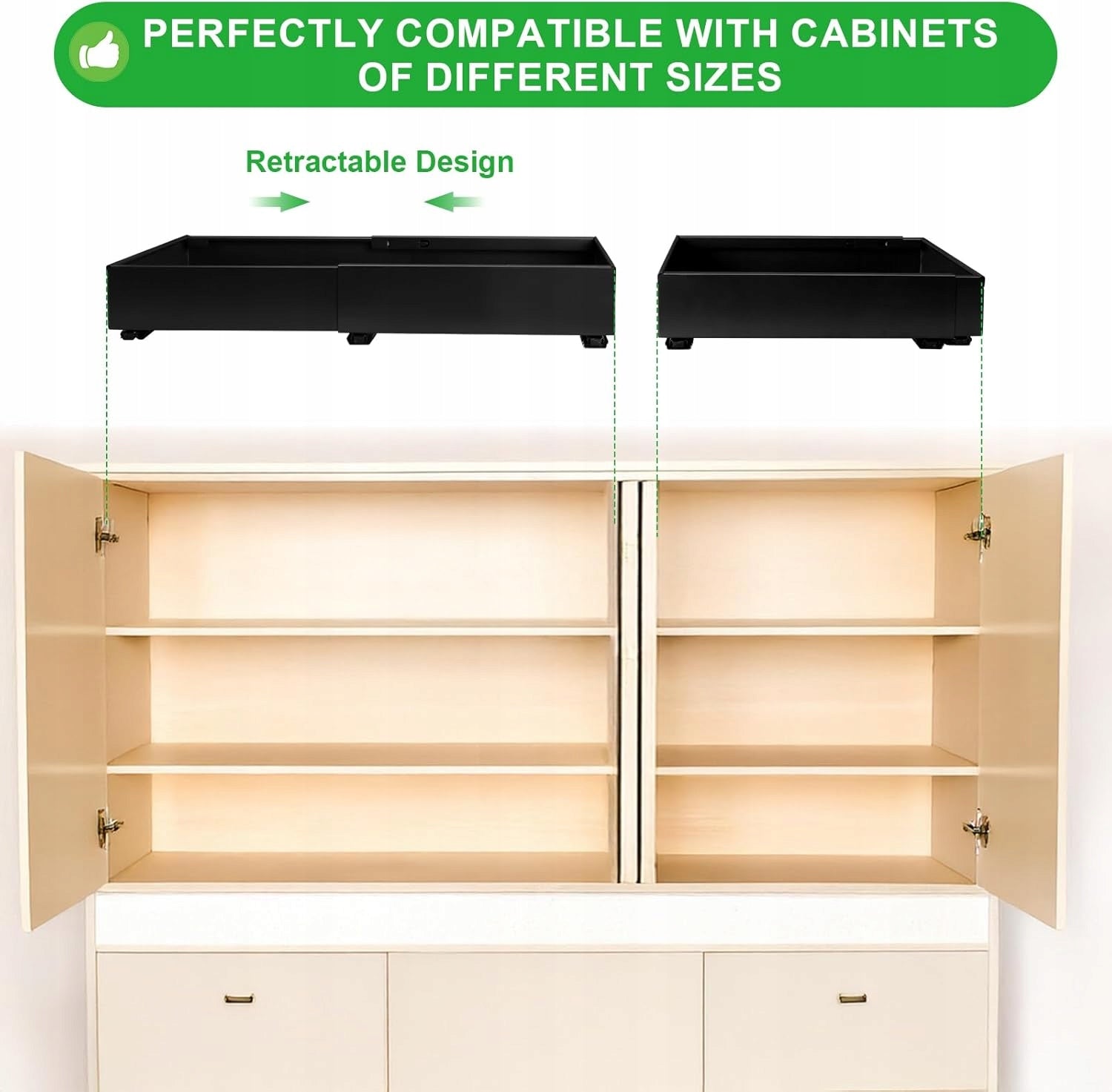 Telescopic pull-out drawer for kitchen, adjustable 42x32-52x7cm - BLACK Brand no brand