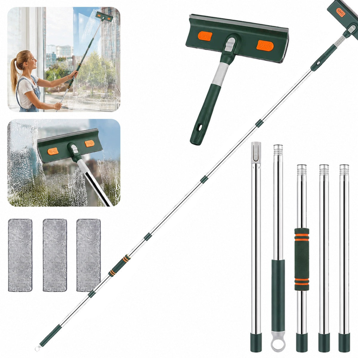 Telescopic window washer 206cm OVERLAY Micro Duo 3in1