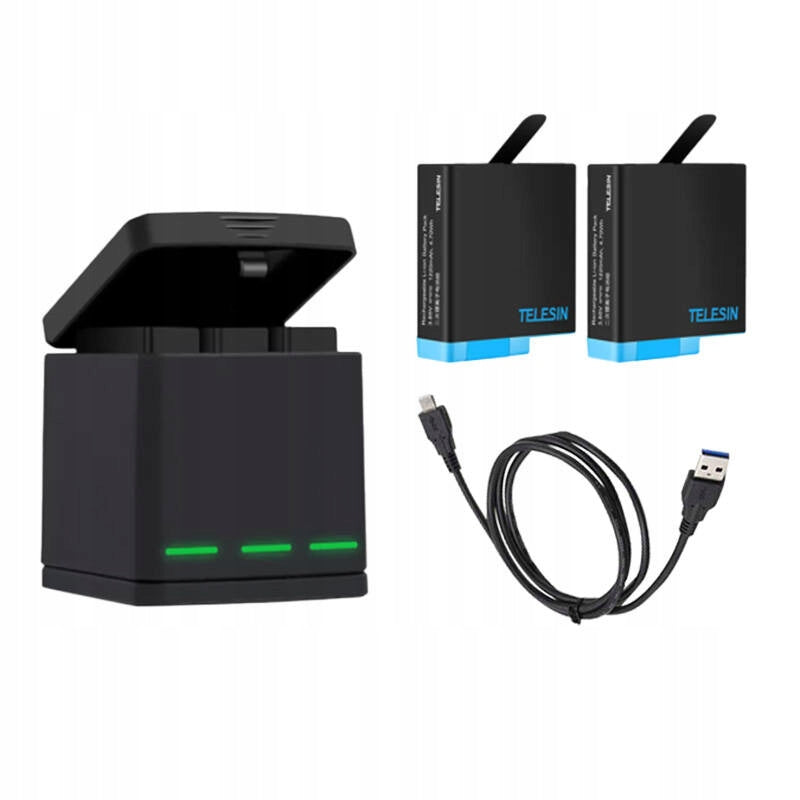 Telesin Box Hub Charger + 2 Battery GoPro Hero 8 7 6 5 Camera Battery