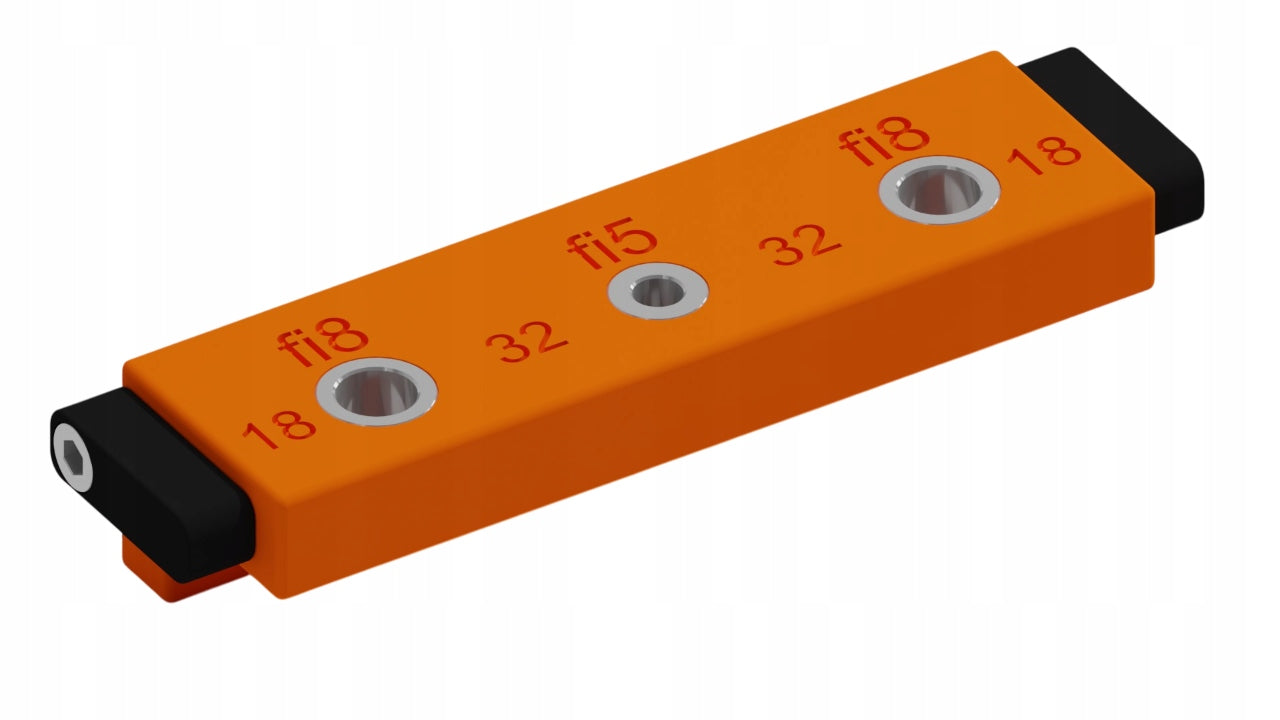 Template for furniture confirmate studs – with steel sleeves drilling