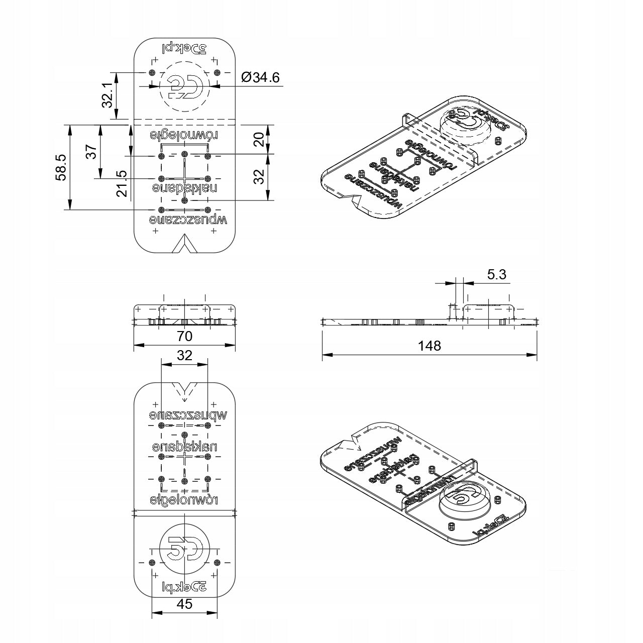 Template for parallel recessed hinges universal Brand no brand