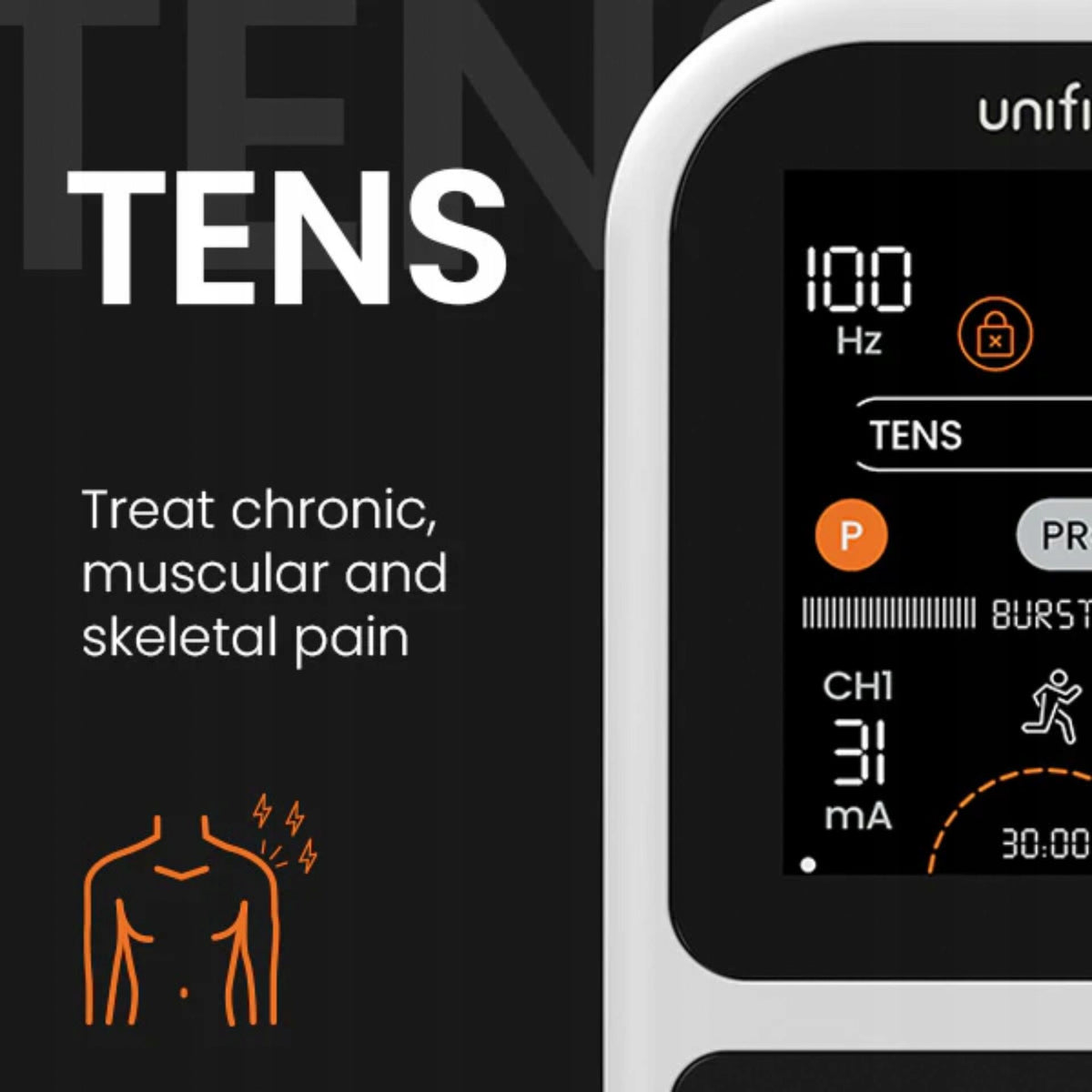 Tenscare Unifit Fitness Recovery and Pain Relief Packaging status original