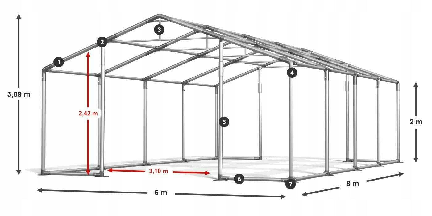 Tent Commercial Pavilion 6x8m Winter DAS 560 W Width 6 m
