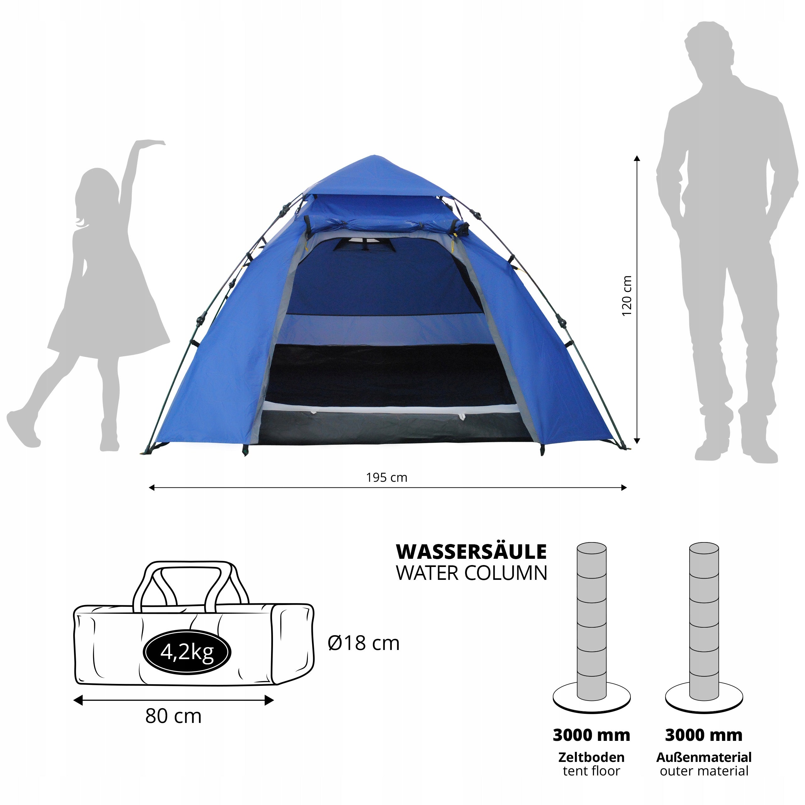 Tent Lumaland Pop Up 3 person blue Brand Lumaland