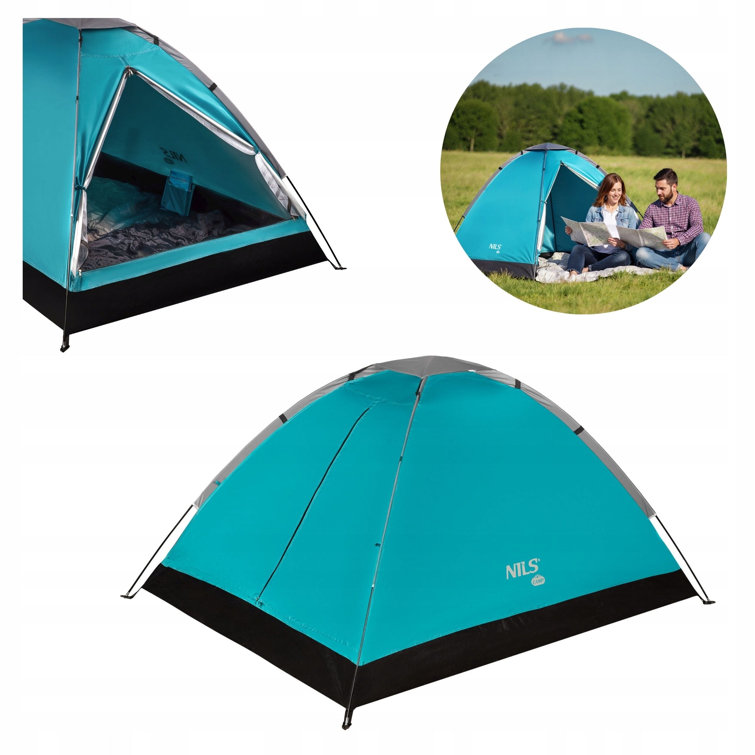 Tent for 2 people camping waterproof with cover Nils blue