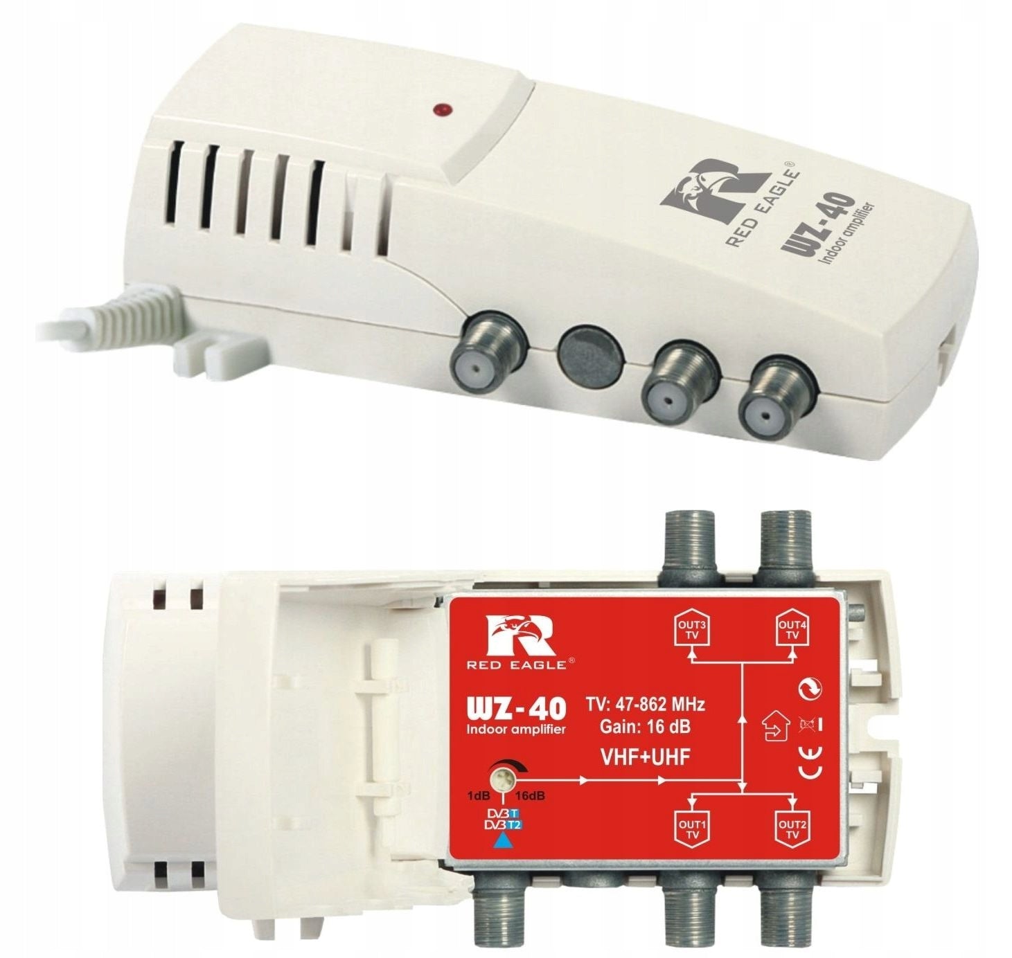 Terrestrial TV Signal Antenna Amplifier DVB-T Splitter 4x Outputs