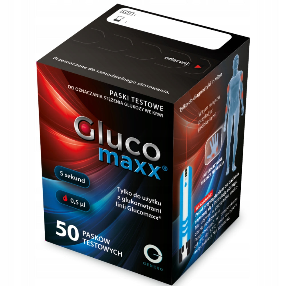 Test strips for glucose meter Glucomaxx 50 pieces - Measurement of glucose sugar Manufacturer of a medical device Genexo sp. z o.o.