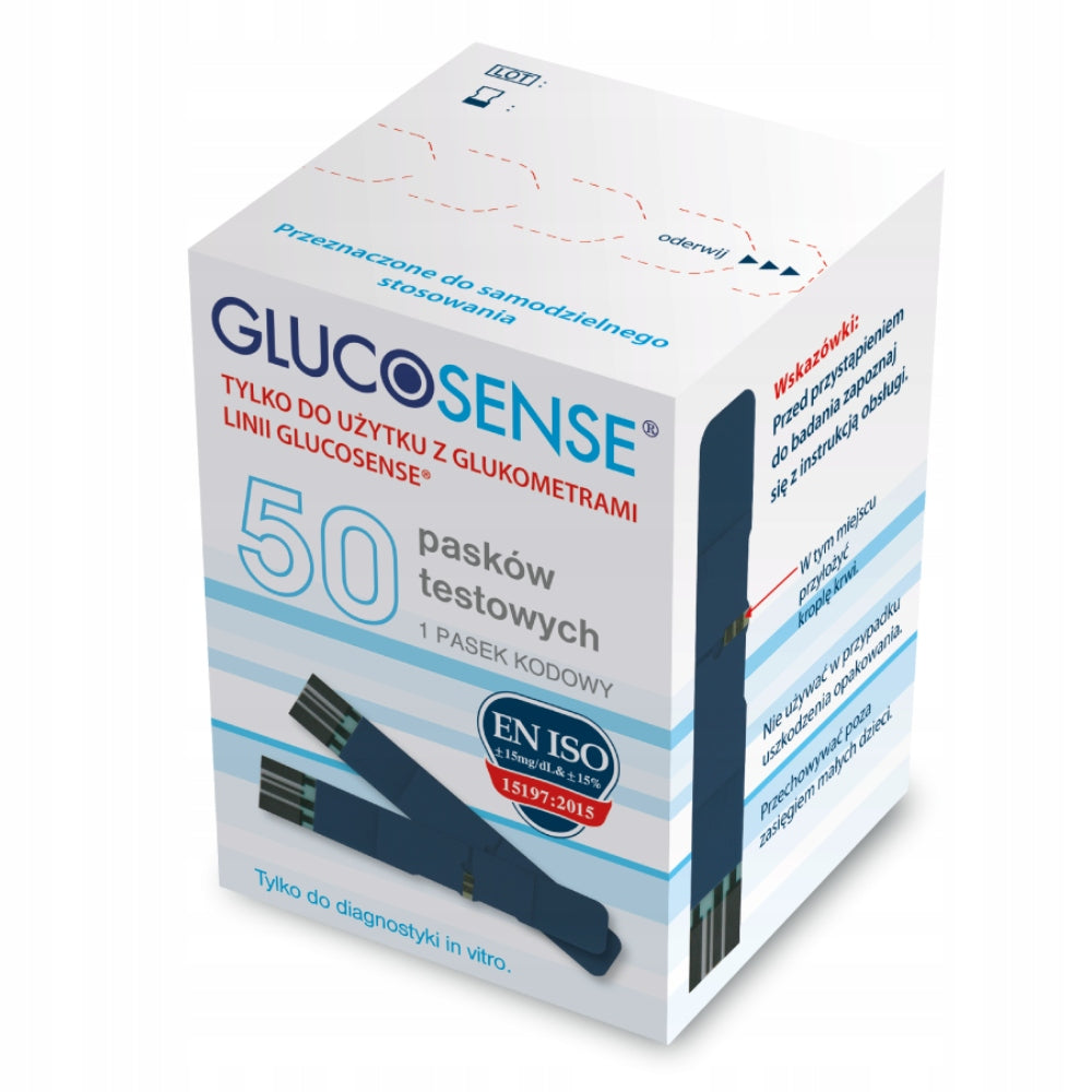 Test strips for glucose meter Glucosense 50 pieces - Measurement of glucose sugar Packaging status original