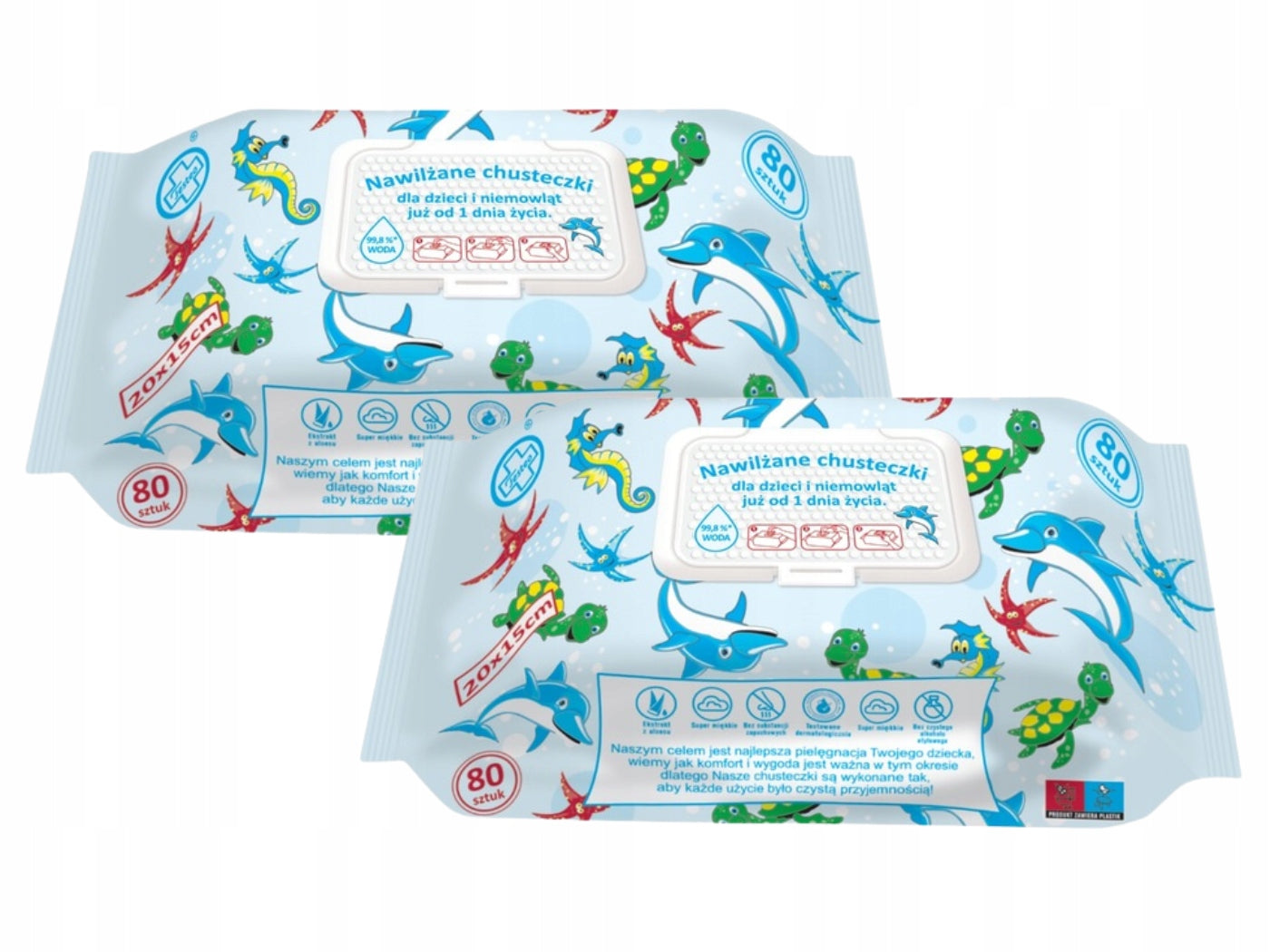 Testeo wet wipes for children 99,8% water SET 2 x 80 pieces