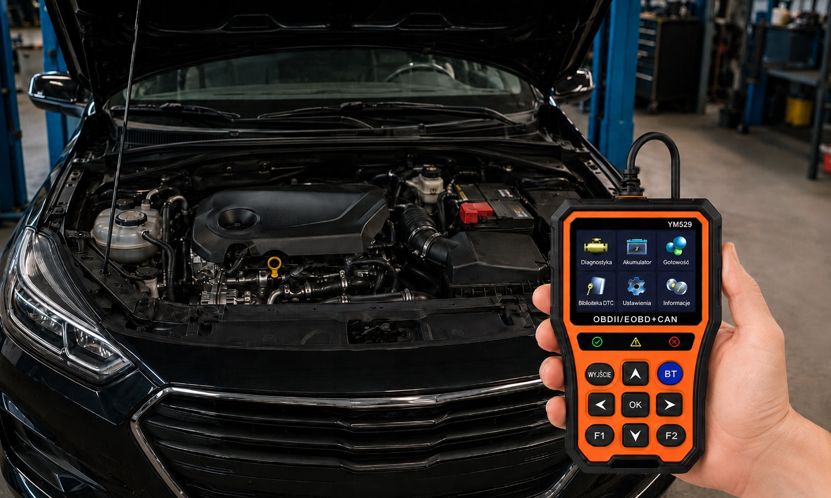 Tester Diagnostyczny OBD2 Skaner Błędów Bluetooth APP LCD Polski 12V Auto Manufacturer code ANDUBEST