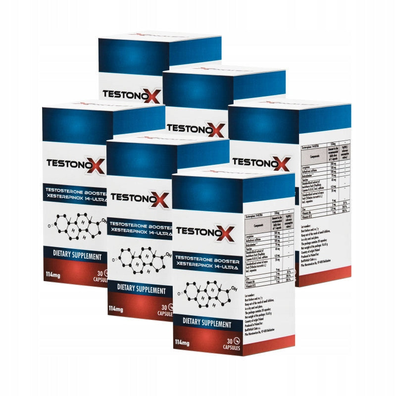 Testonox |Testosterone |Tbooster 180caps- POWER MASS KIT- x6 TESTO
