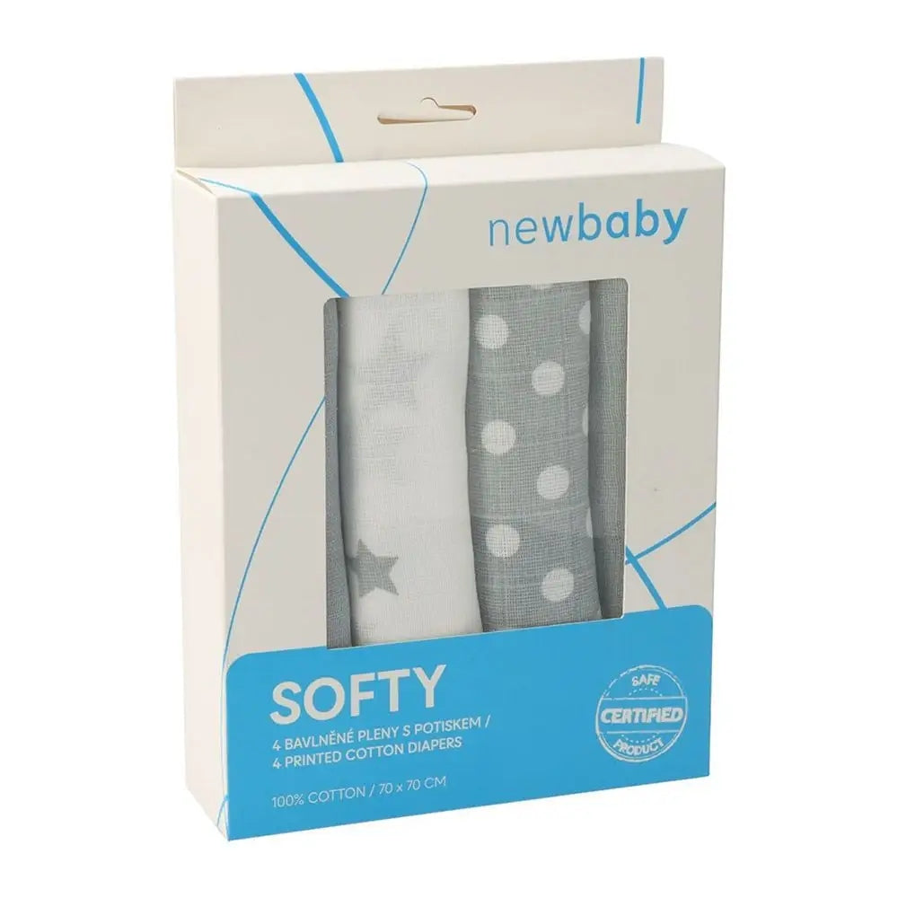 Tetra Diapers Cotton Diapers 70x70 4pcs New Baby Stars Grey Packaging status original