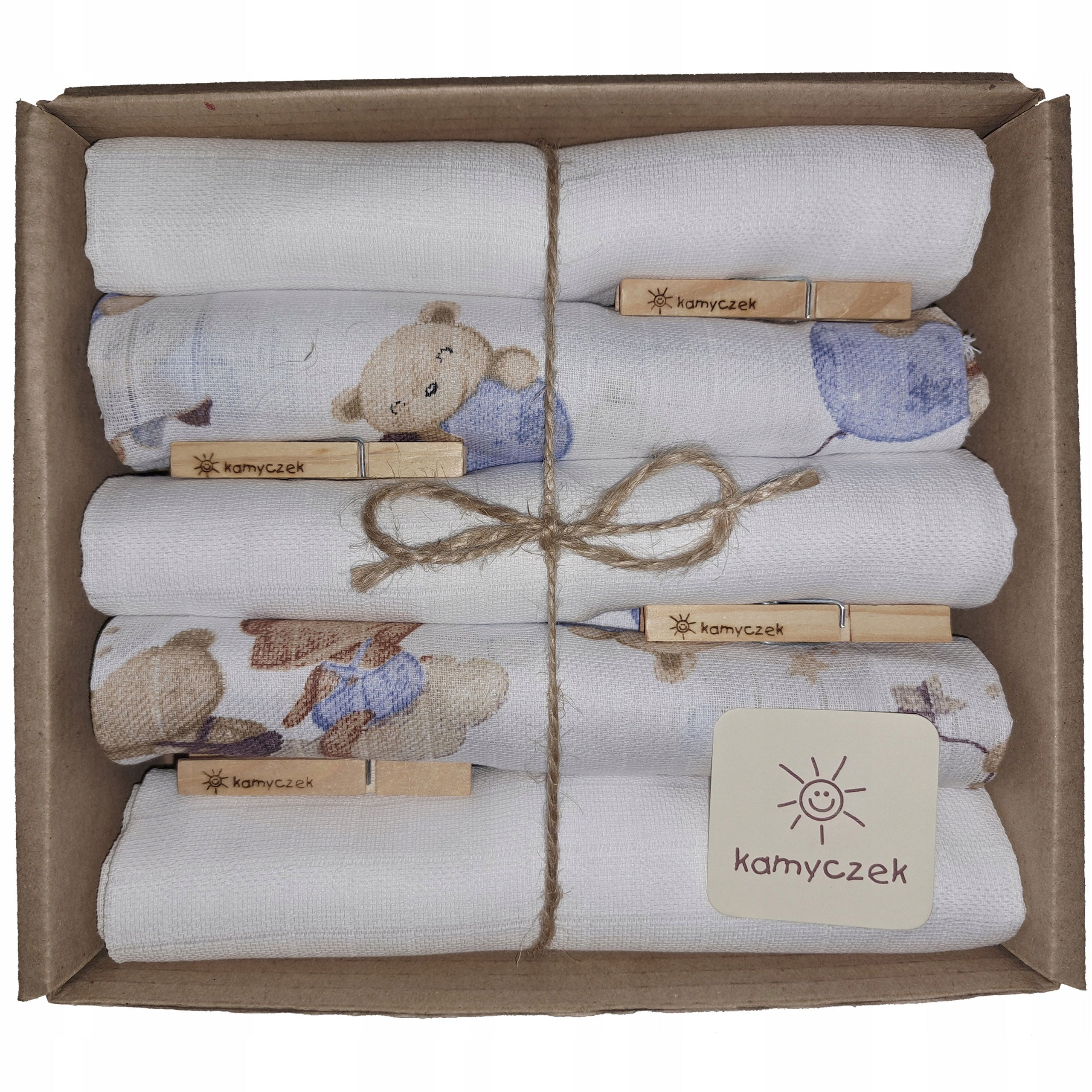 Tetra diapers KAMYCZEK 5pcs. white and colorful - soft set for children