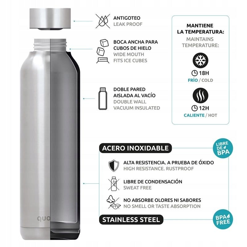 Thermal Bottle Quokka Strap Tea Thermos with Cherry Red Strip 630ml Brand Quokka