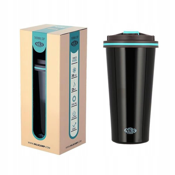 Thermal Mug 500ml for Cold and Hot Drinks Coffee for Car NILS Steel Color black