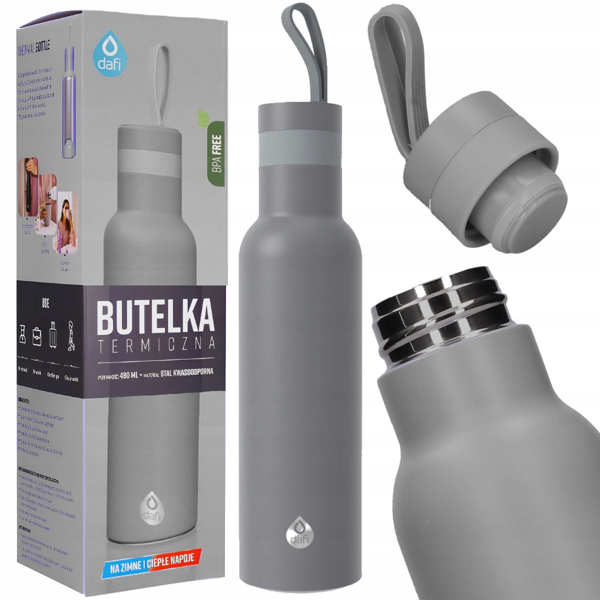 Thermal bottle DAFI EASY GREY thermos thermal mug for drinks 490 ml