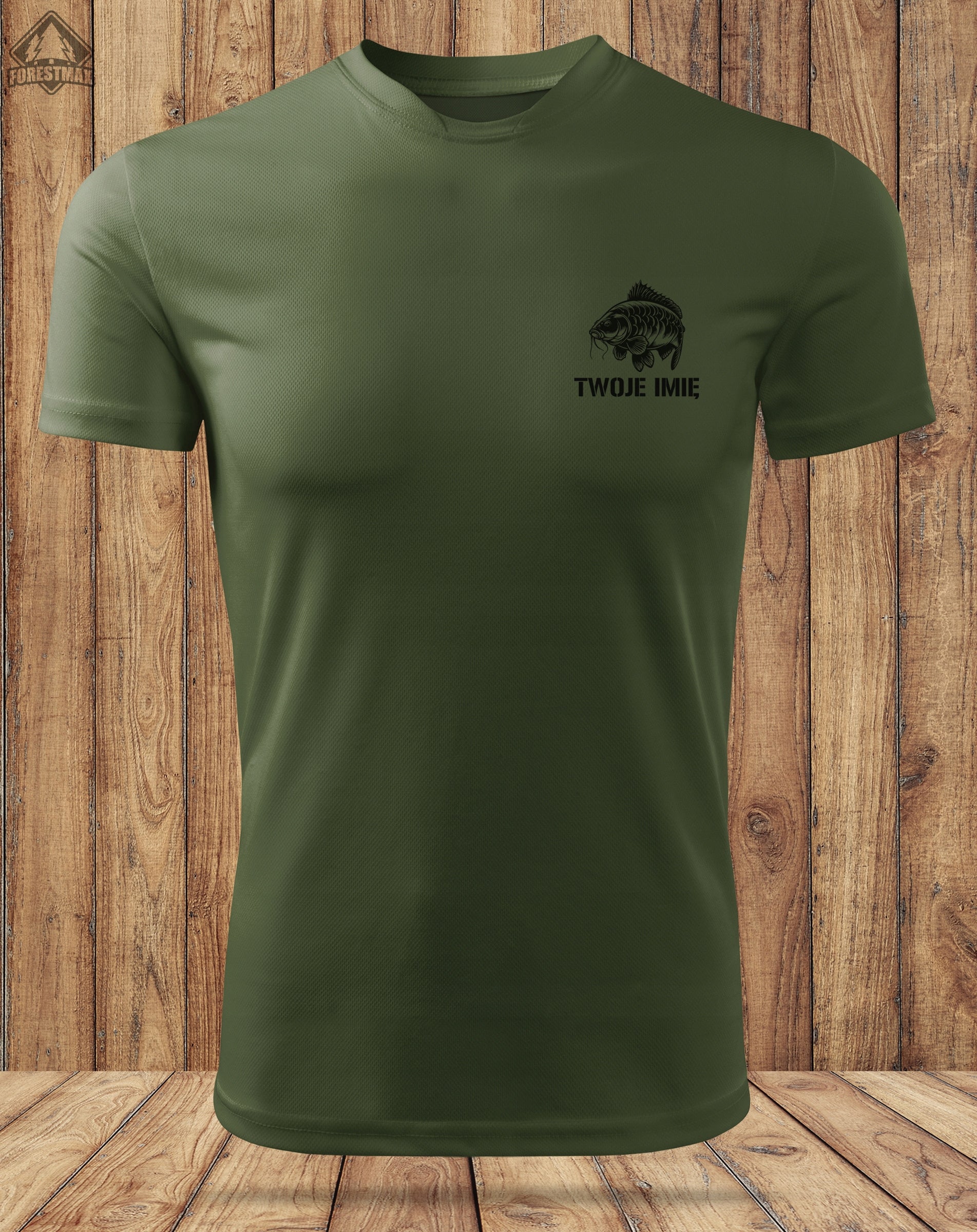 Thermoactive T-shirt for Fisherman for summer khaki print KARP and NAME size M Size M