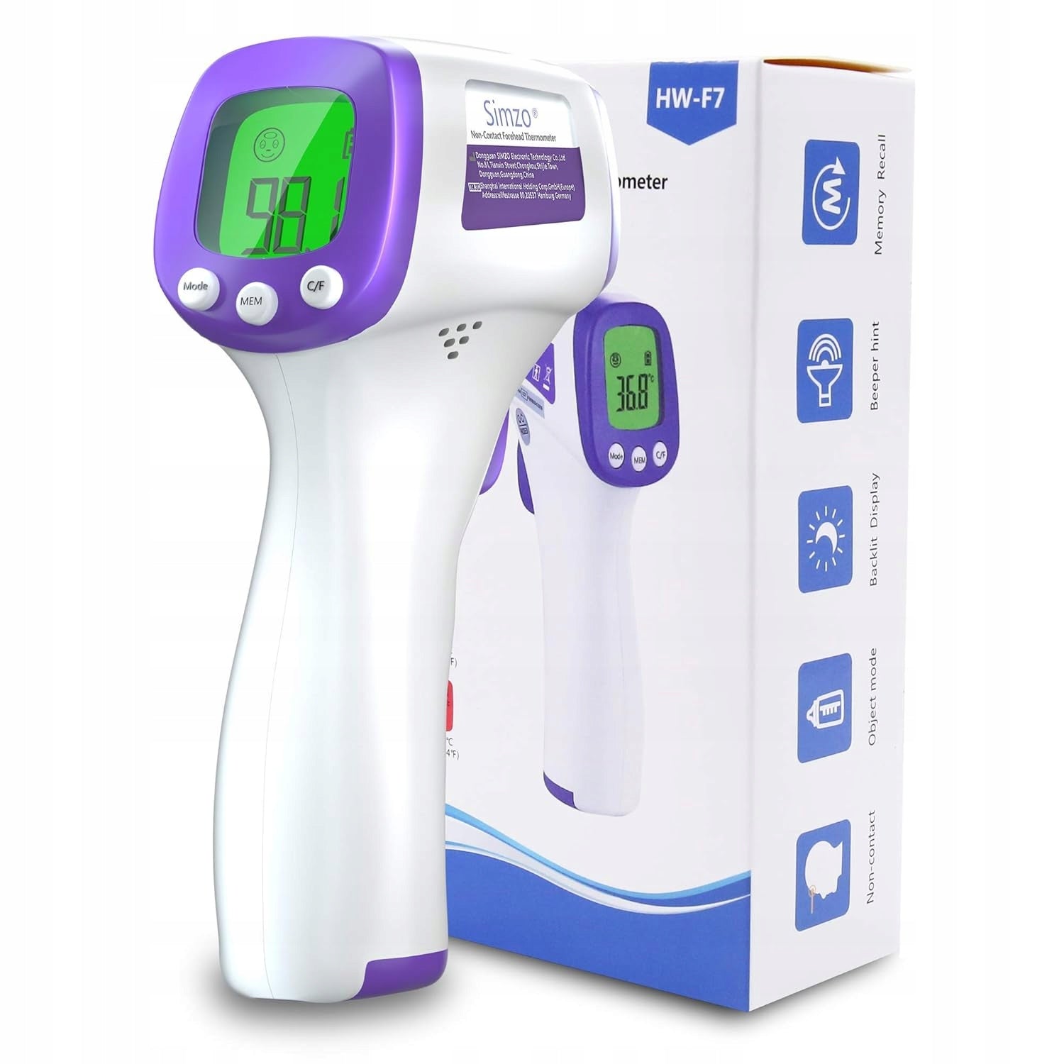 Thermometer Simzo digital non-contact HW-F7 Medical device no