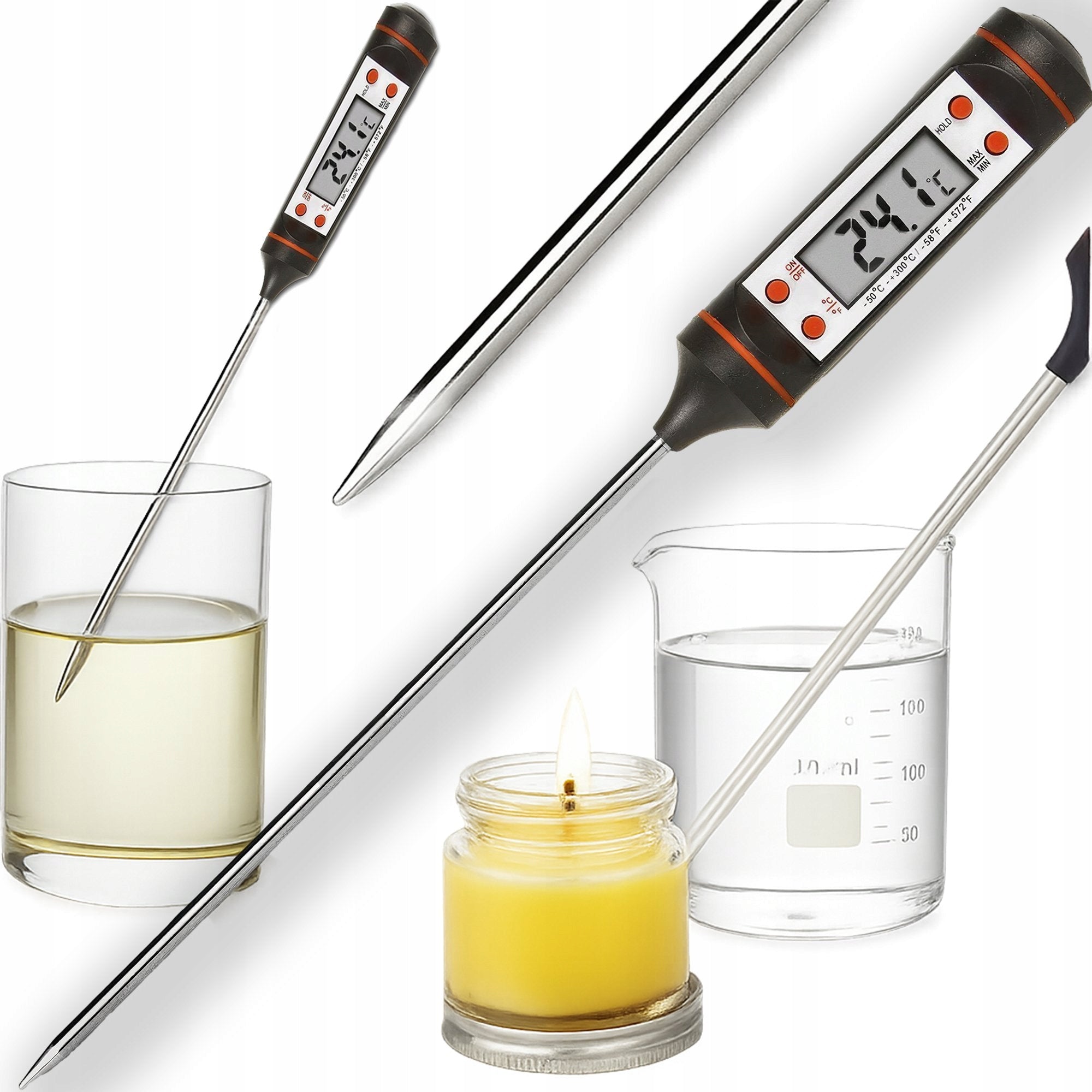 Thermometer with probe for air conditioning kitchen workshop with batteries Manufacturer code 8714
