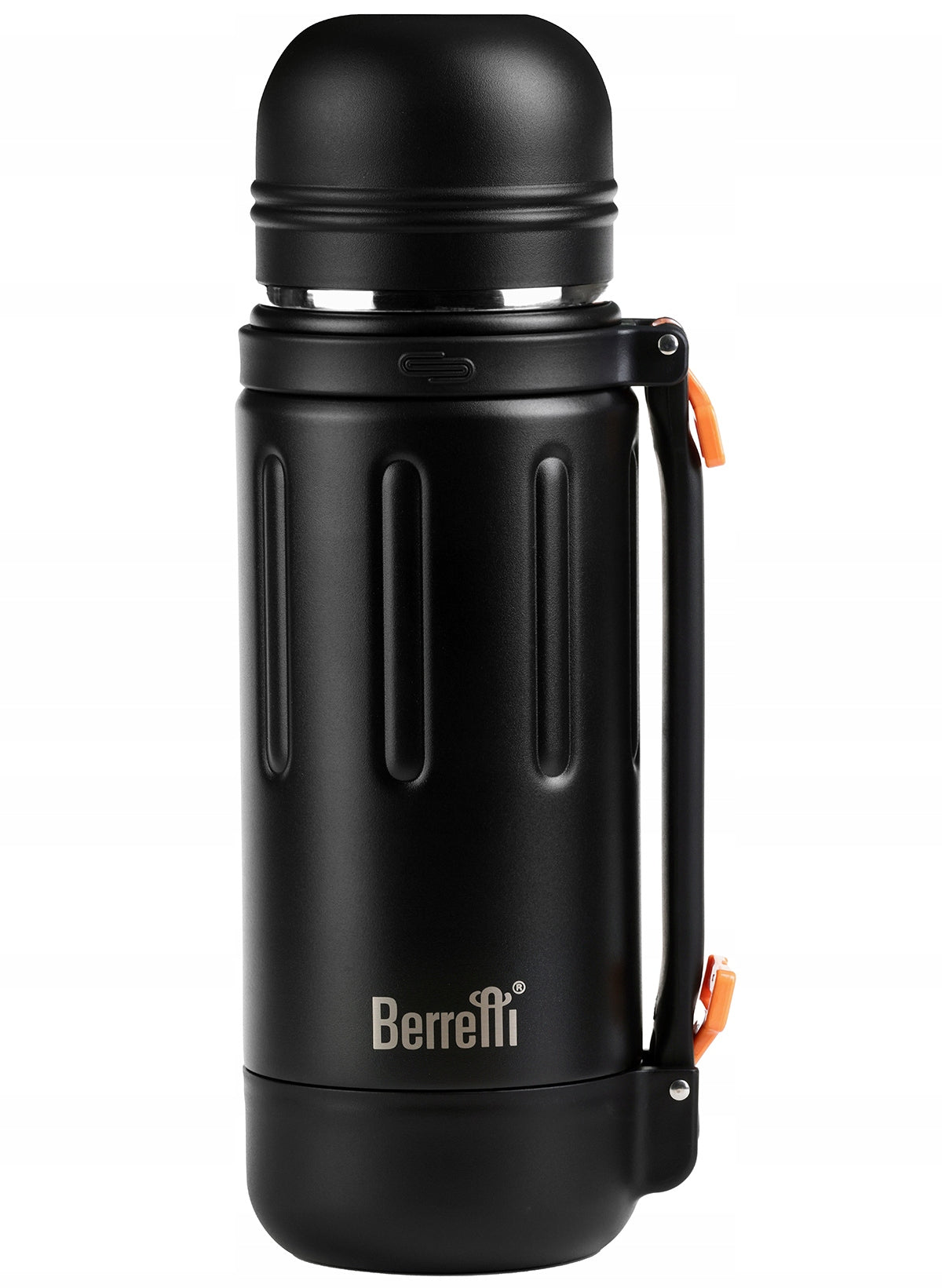 Thermos for drinks coffee tea with mug holder Berretti large 1,2L Black Color black