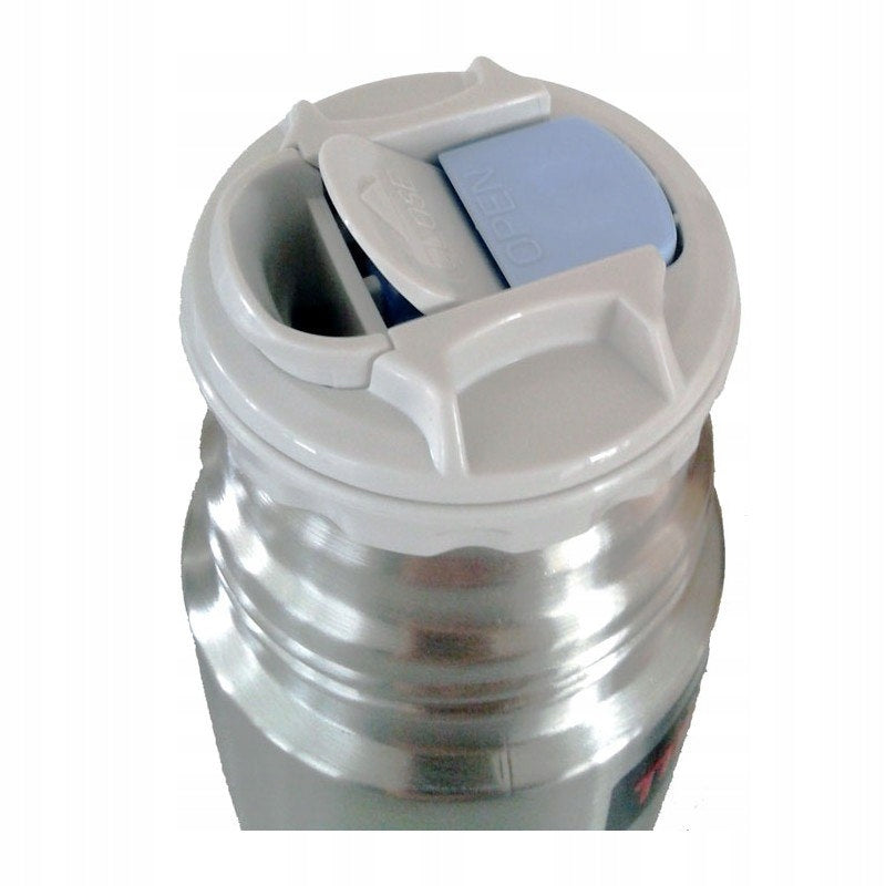 Thermos with button on nut and cup - dark blue Packaging status original