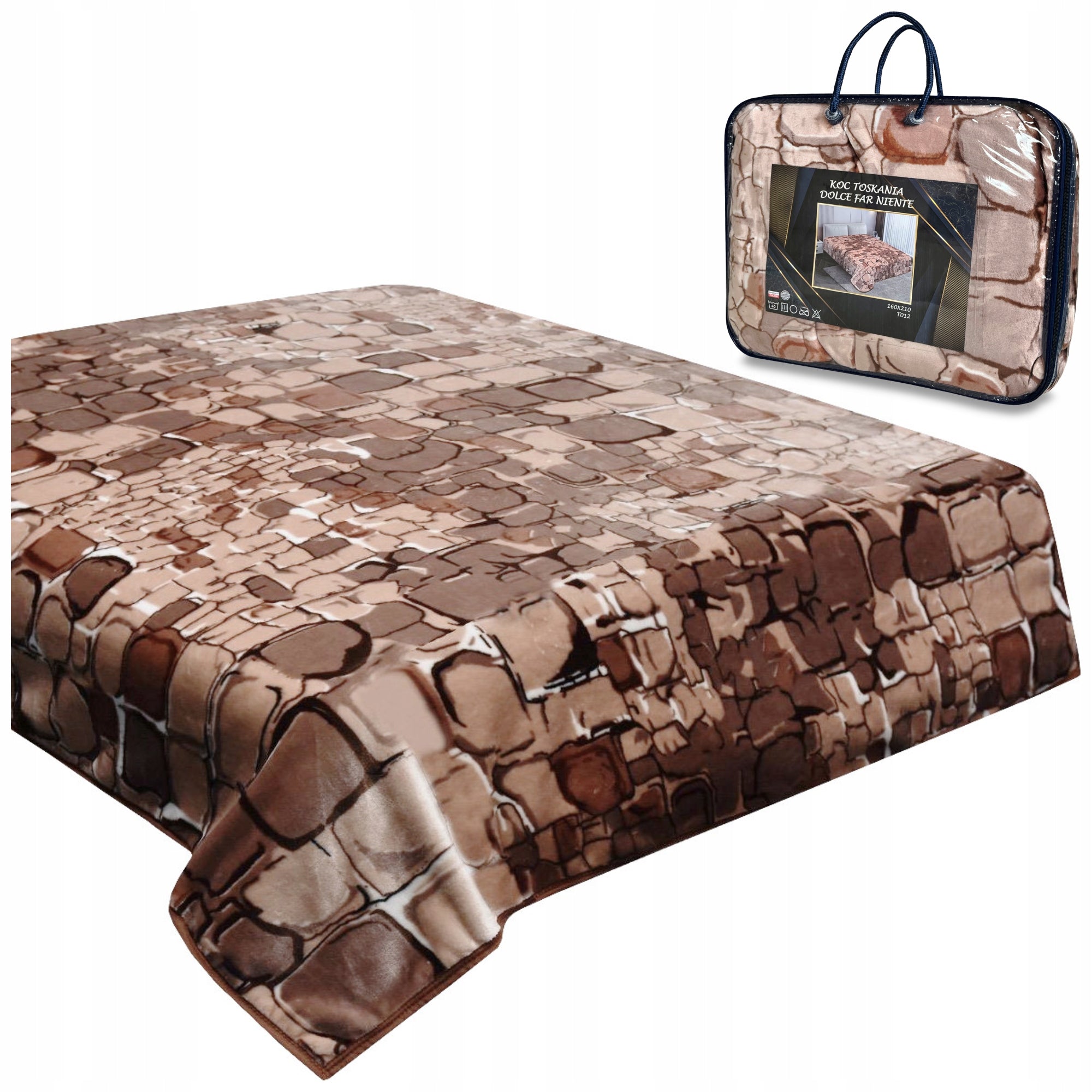 Thick blanket 160x210 acrylic larger than standard 160x200 beige stones